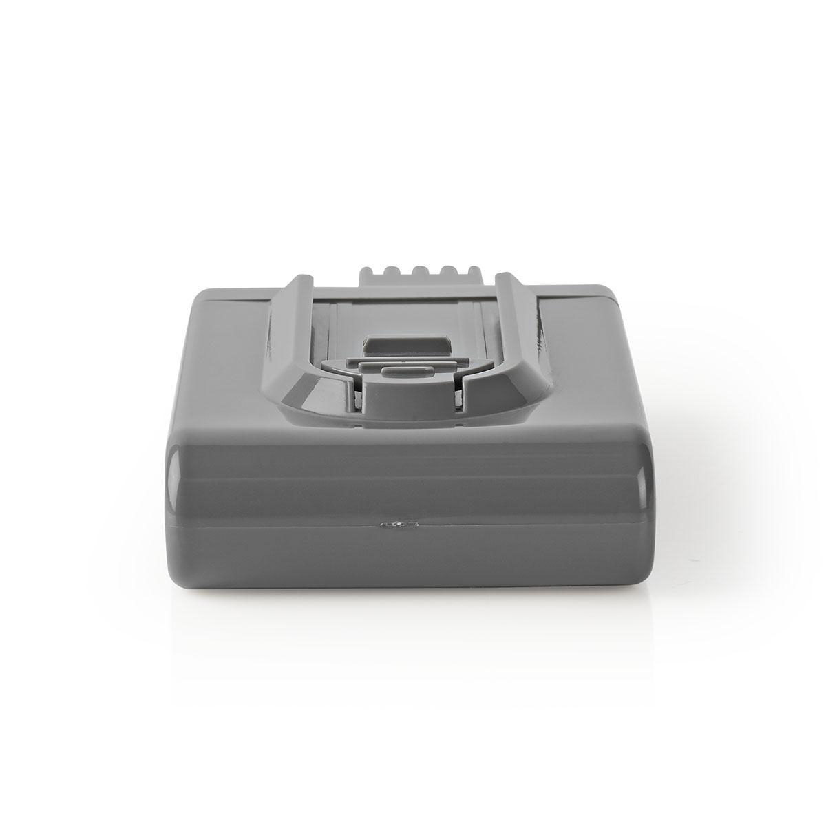 Una batería gris rectangular para aspiradora. Es un bloque sólido con una parte superior similar a un asa.