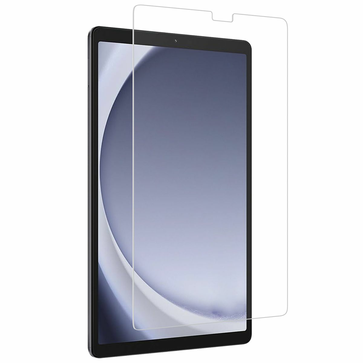 Tablet with screen protector. The screen is on.