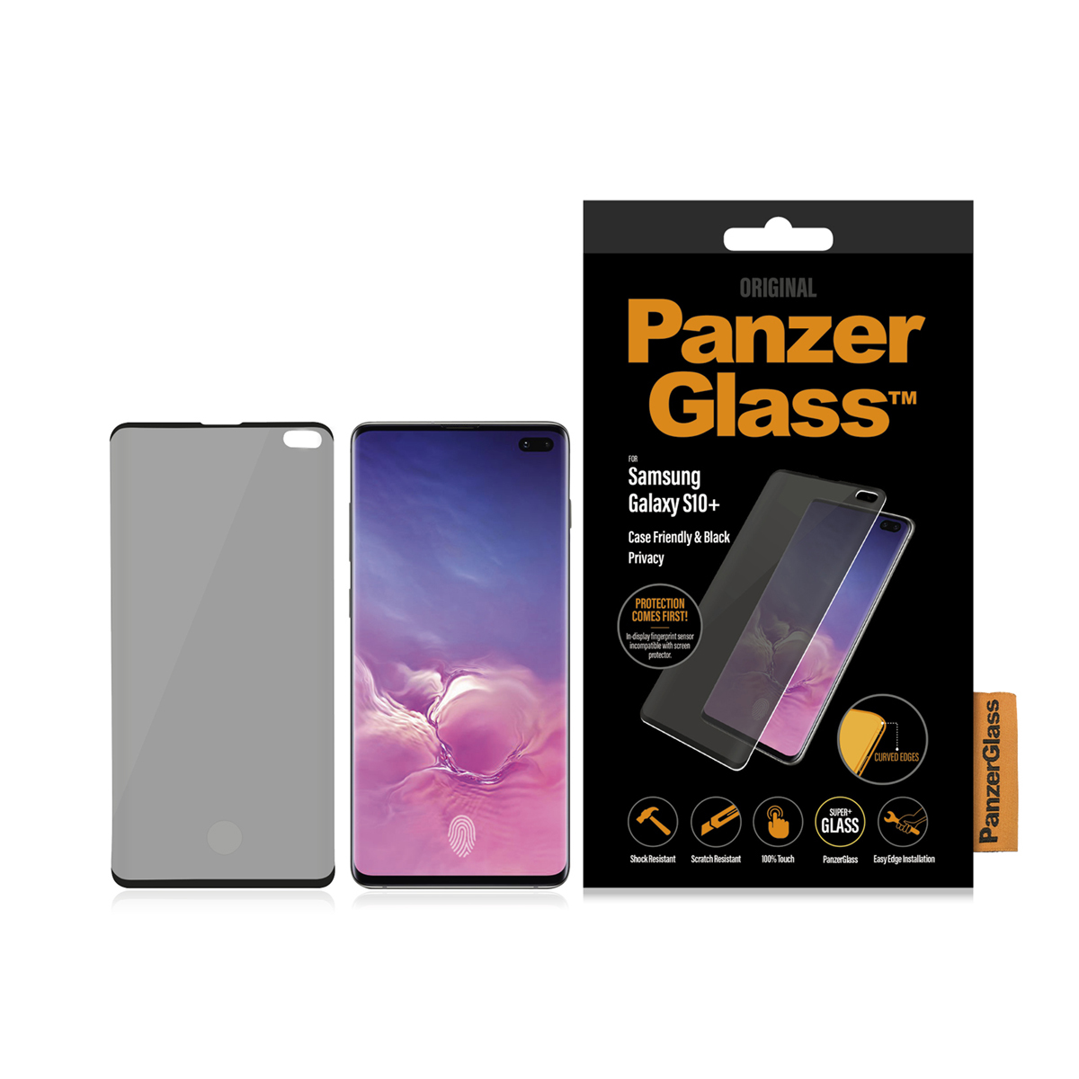 Telefon z ochraniaczem ekranu i opakowaniem. Ekran prywatności.