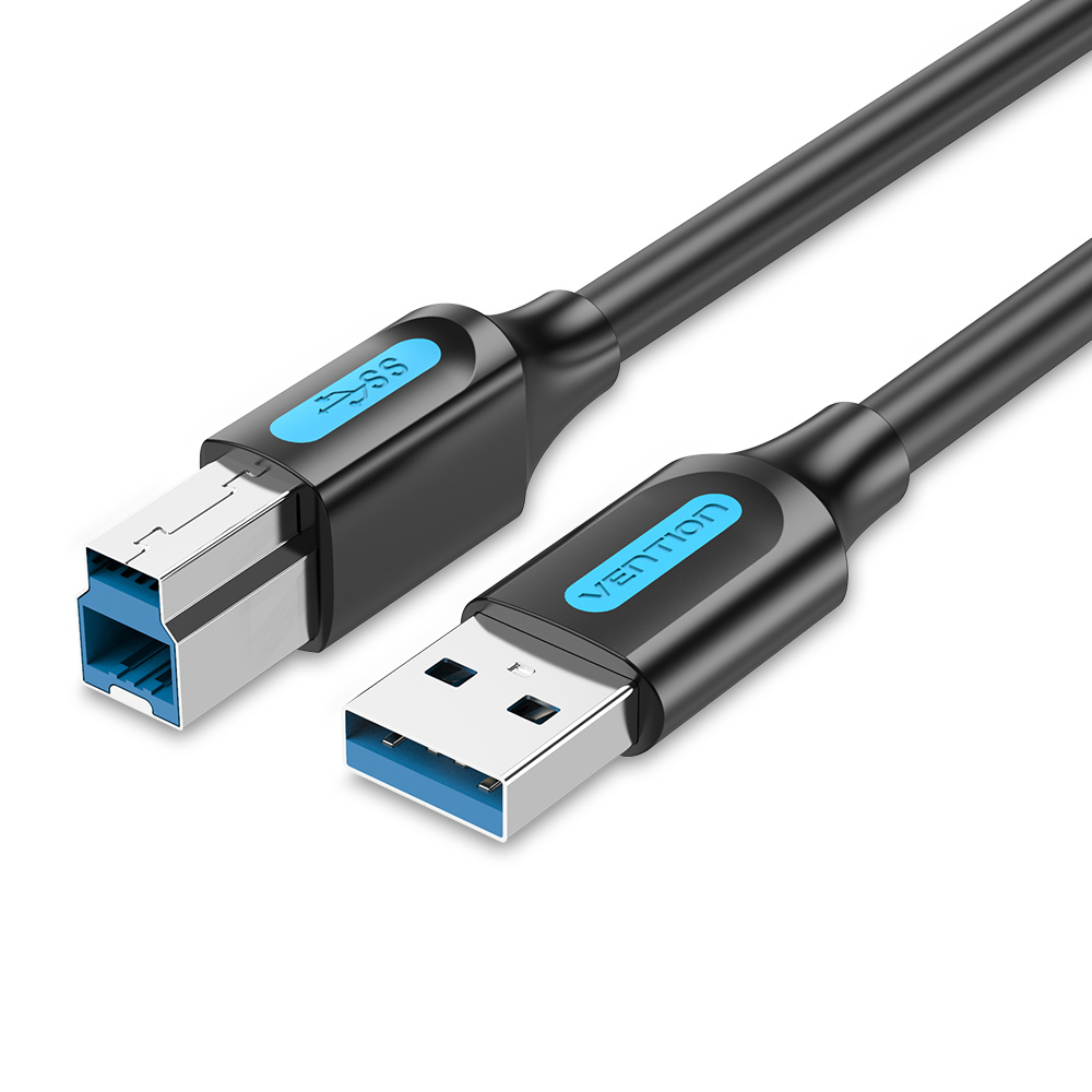 Cavo USB nero con connettori USB-A.