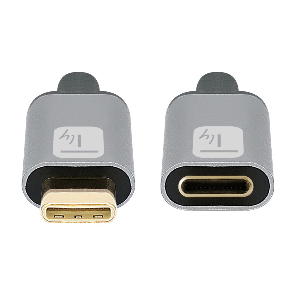 Deux adaptateurs USB-C argentés. Un avec port USB-C, l'autre USB-A.