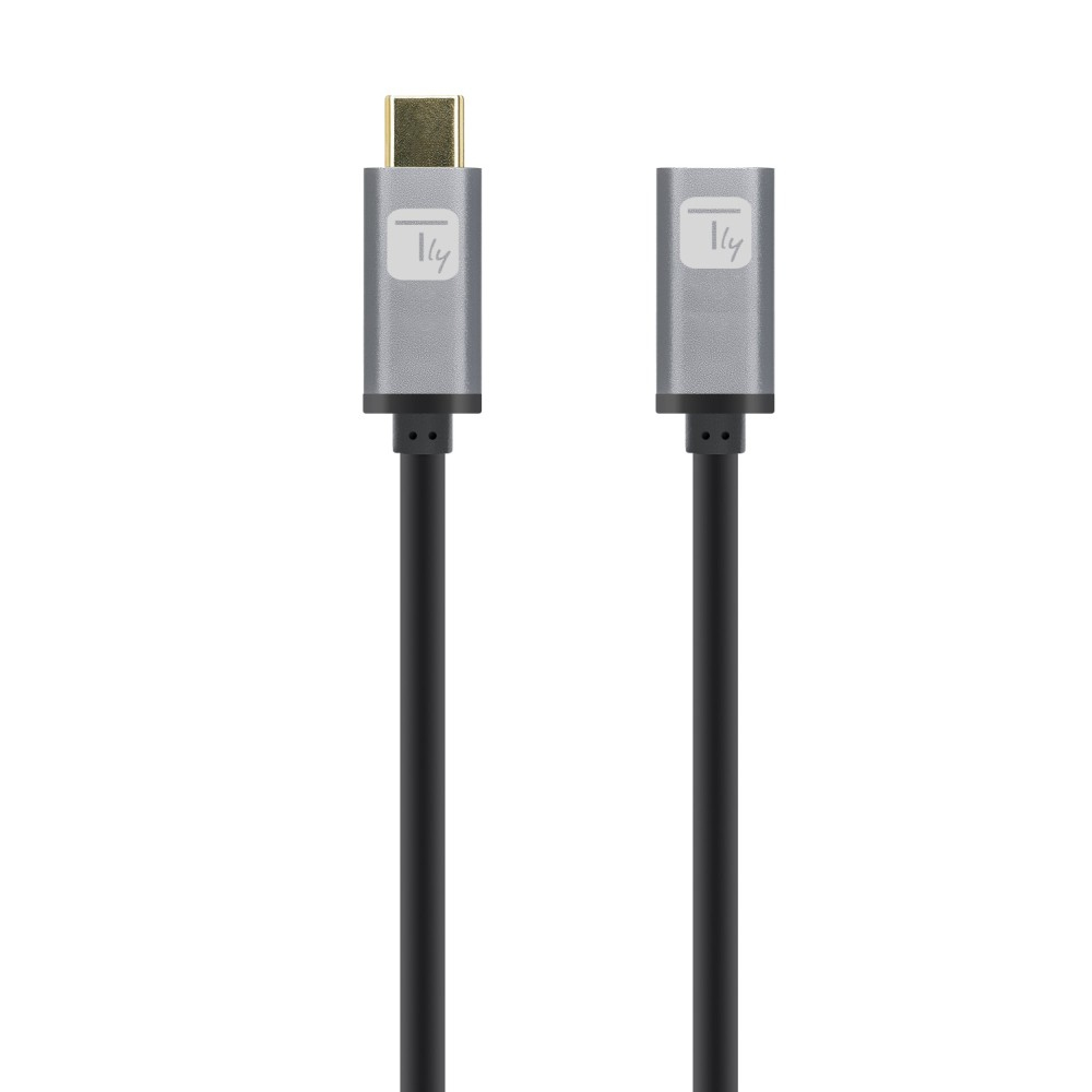 Deux câbles USB-C noirs avec des connecteurs gris, sur fond blanc.
