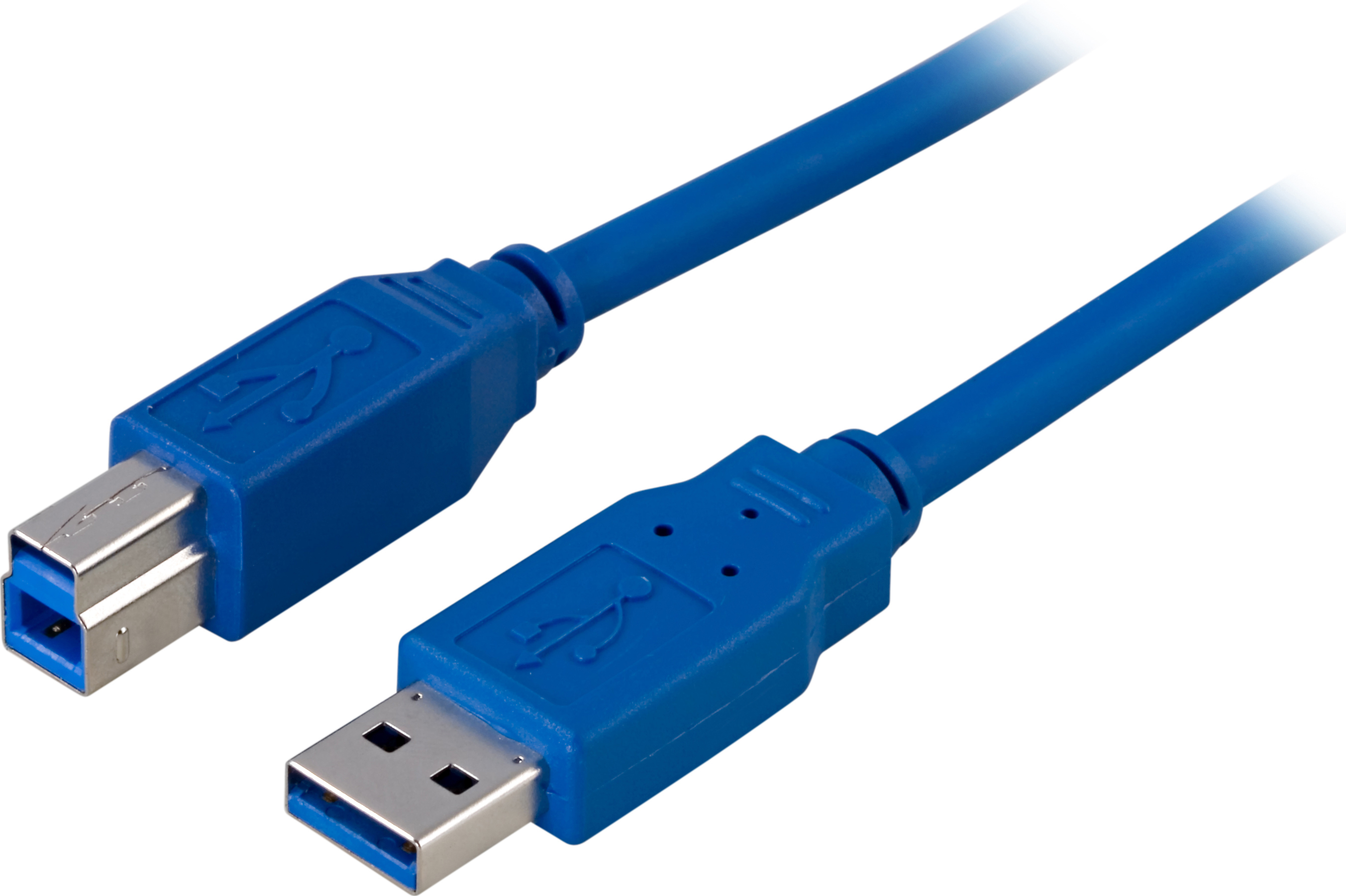 Cavo USB blu. Sfondo bianco.