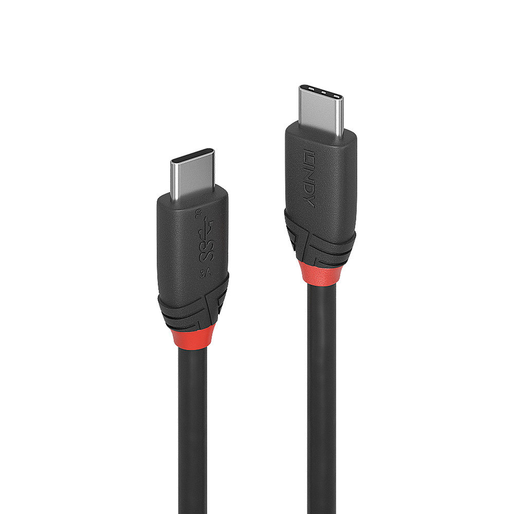 Due cavi USB-C neri. Ognuno ha un connettore USB-C e un accento rosso alla base.