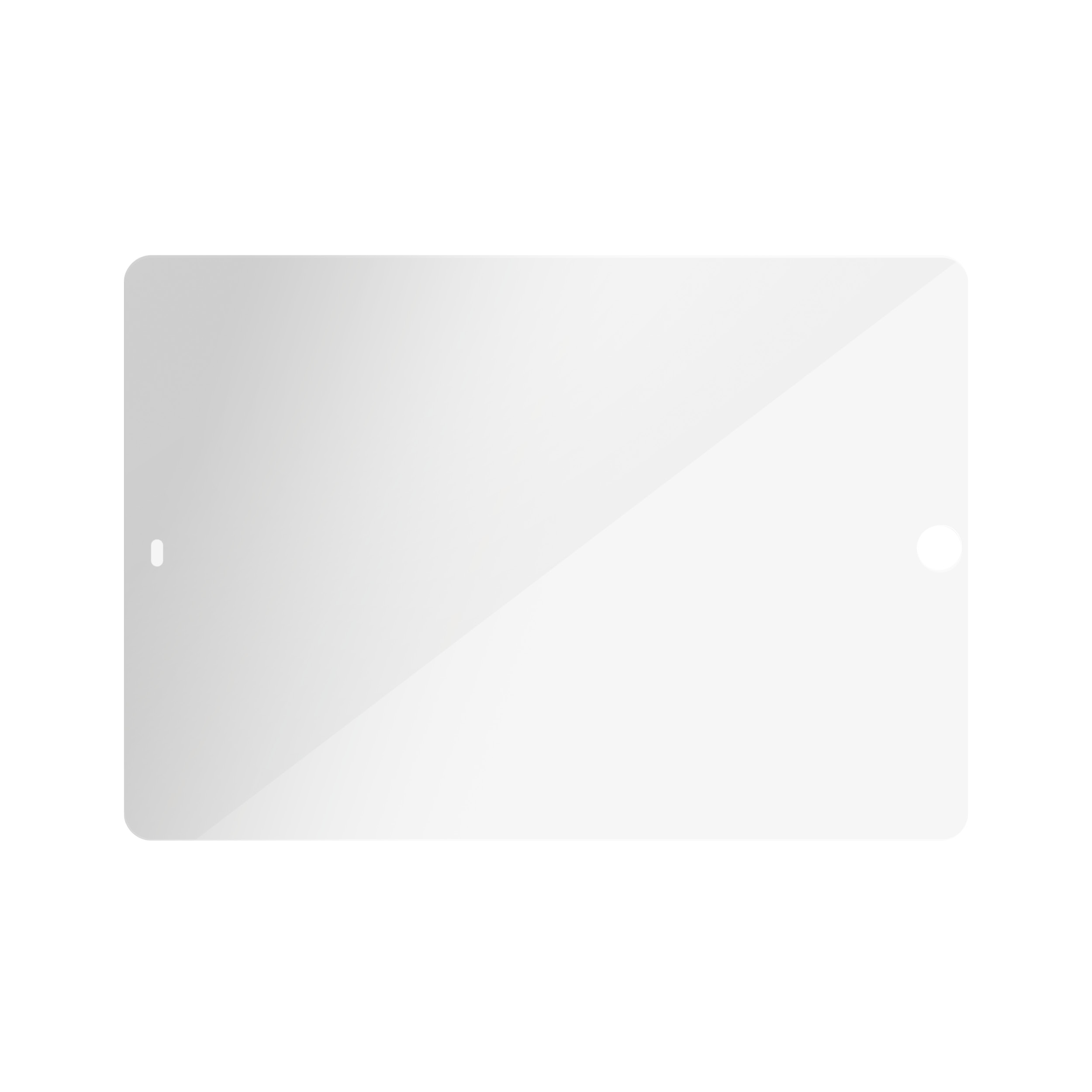 Ein transparenter Displayschutz mit abgerundeten Ecken, einem Kamer Loch und glänzender Oberfläche.