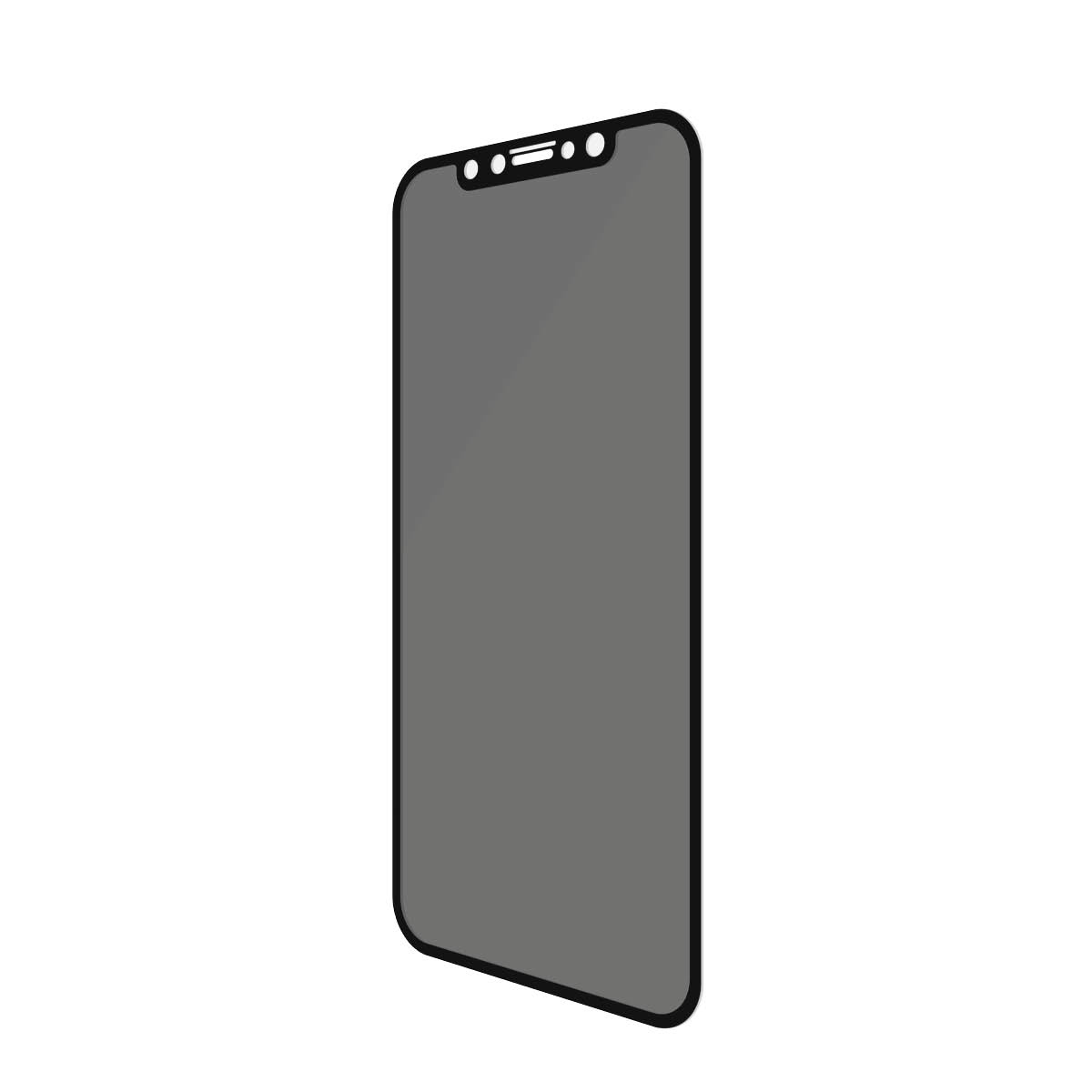Un graphique en forme de téléphone avec un écran gris, un bord noir et un fond blanc.