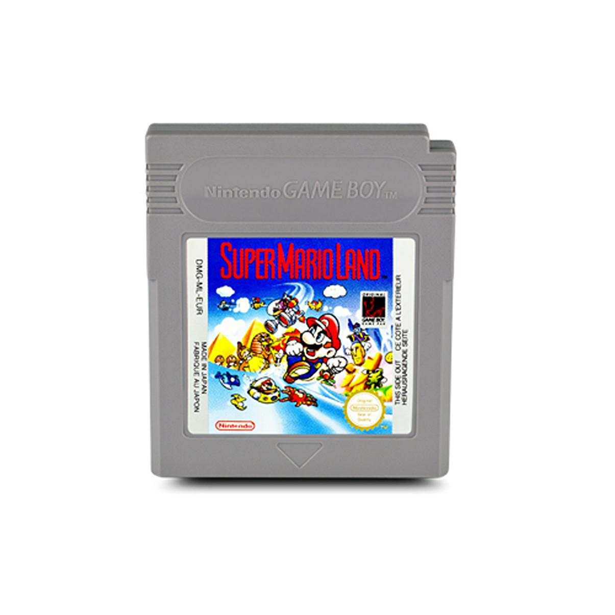Eine graue Nintendo Game Boy-Cartridge mit Super Mario Land-Etikett.