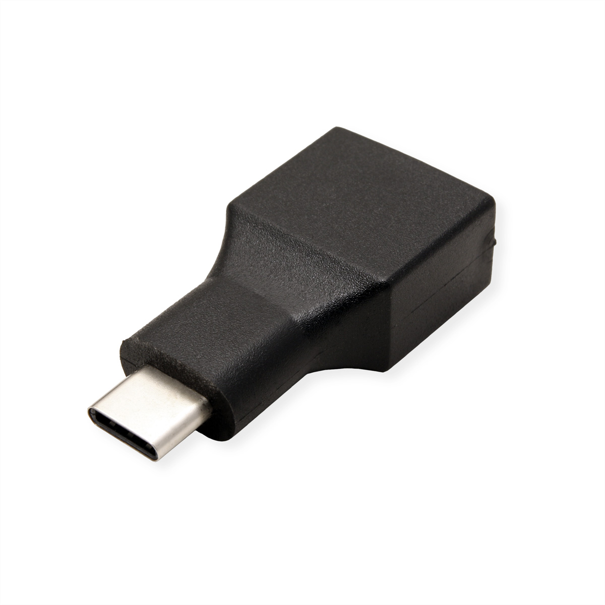 Adattatore USB-C nero. È quadrato in alto e ha una porta USB-C in basso.