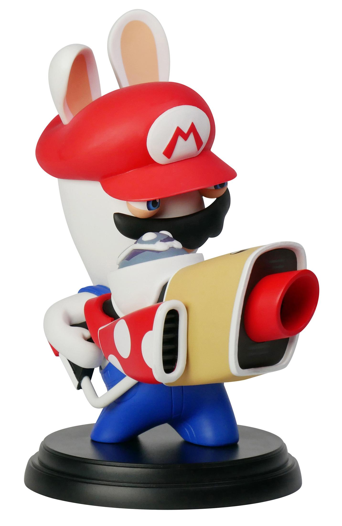 Mario Rabbid Figur mit Blaster. Er trägt Marios Hut und Latzhose und hat eine Waffe.
