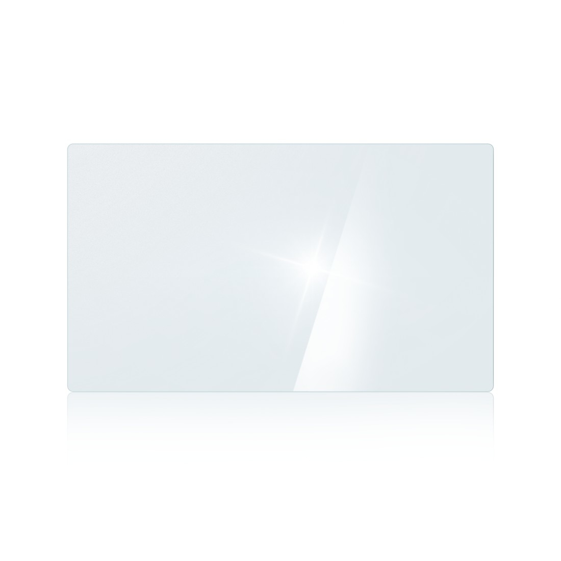 Eine transparente Displayschutzfolie wird auf weißem Hintergrund gezeigt.