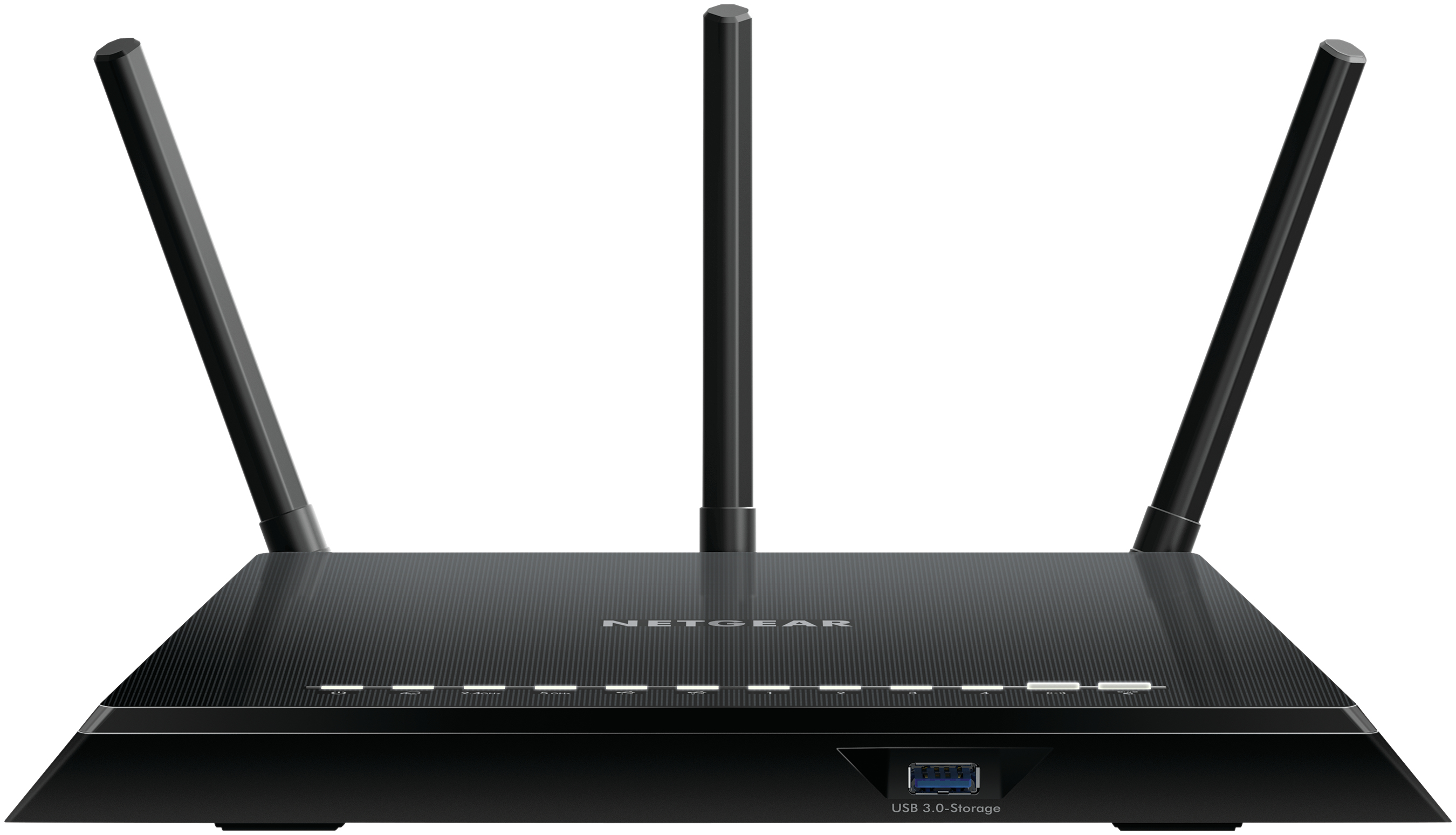 Czarny router NETGEAR z trzema antenami.