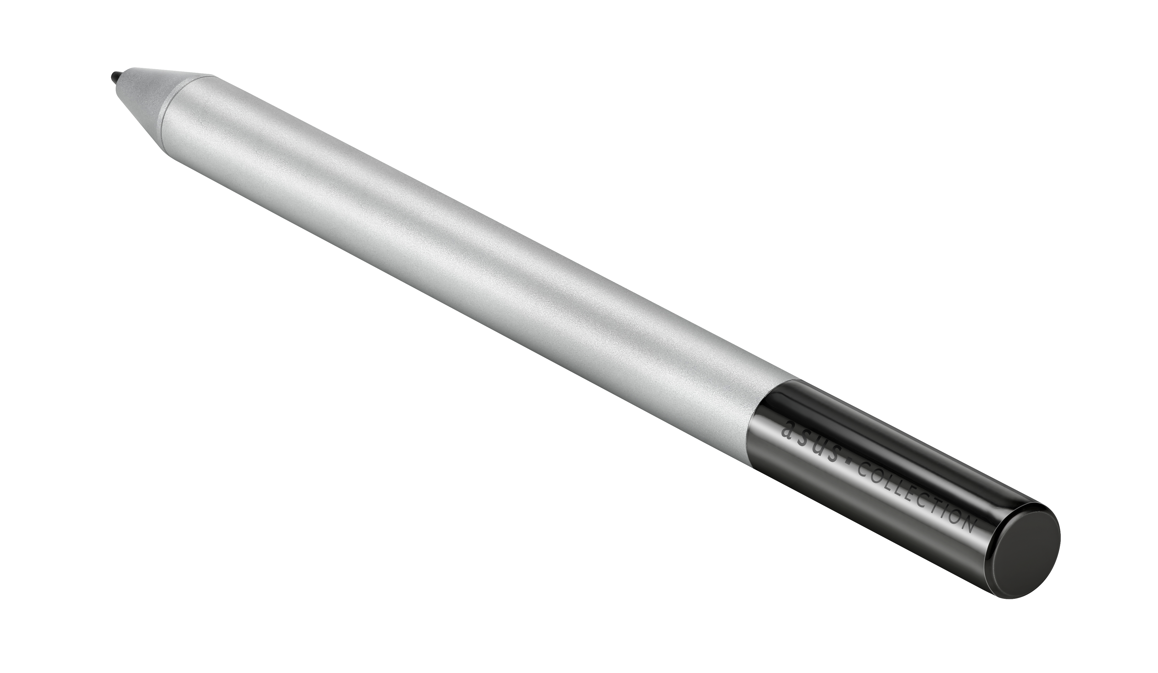 Silberner ASUS-Stift auf weißem Untergrund.