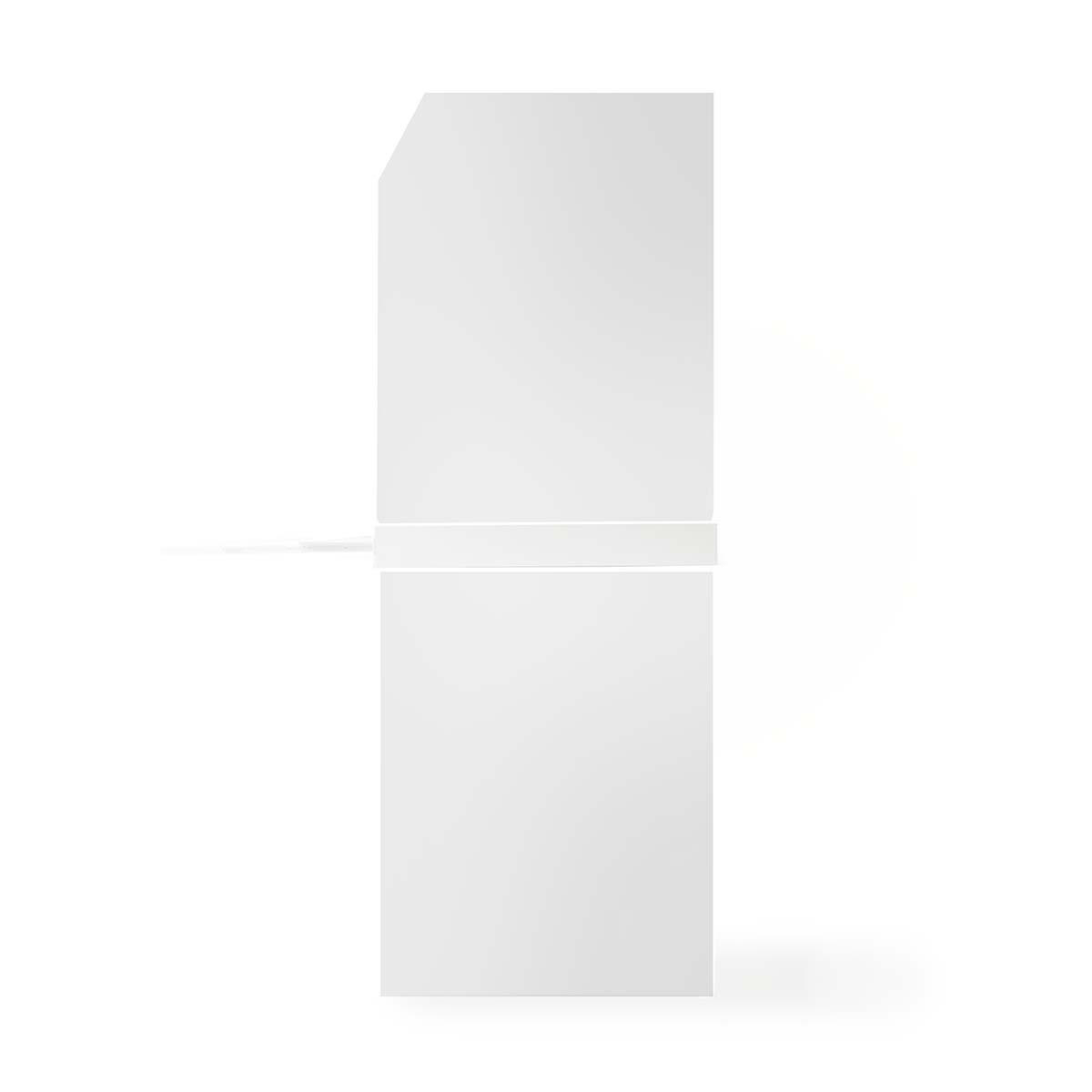 A white object with a rectangular shape. It's set against a white background.