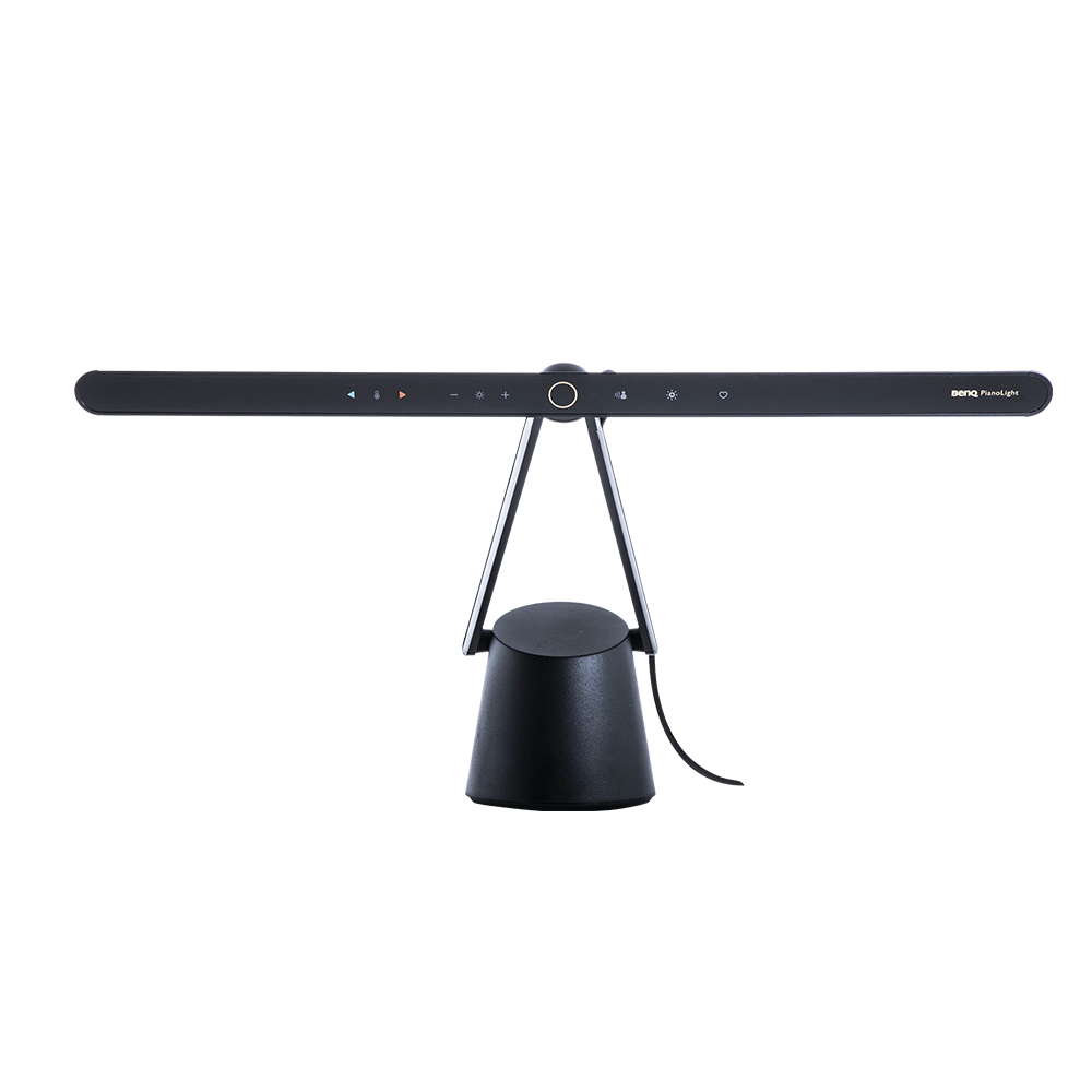 Schwarze Schreibtischlampe mit einstellbarem Licht, mit weißem Hintergrund.