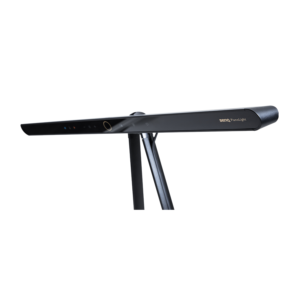 Schwarzes BenQ PianoLight, schwarzer Ständer, weißer Hintergrund.