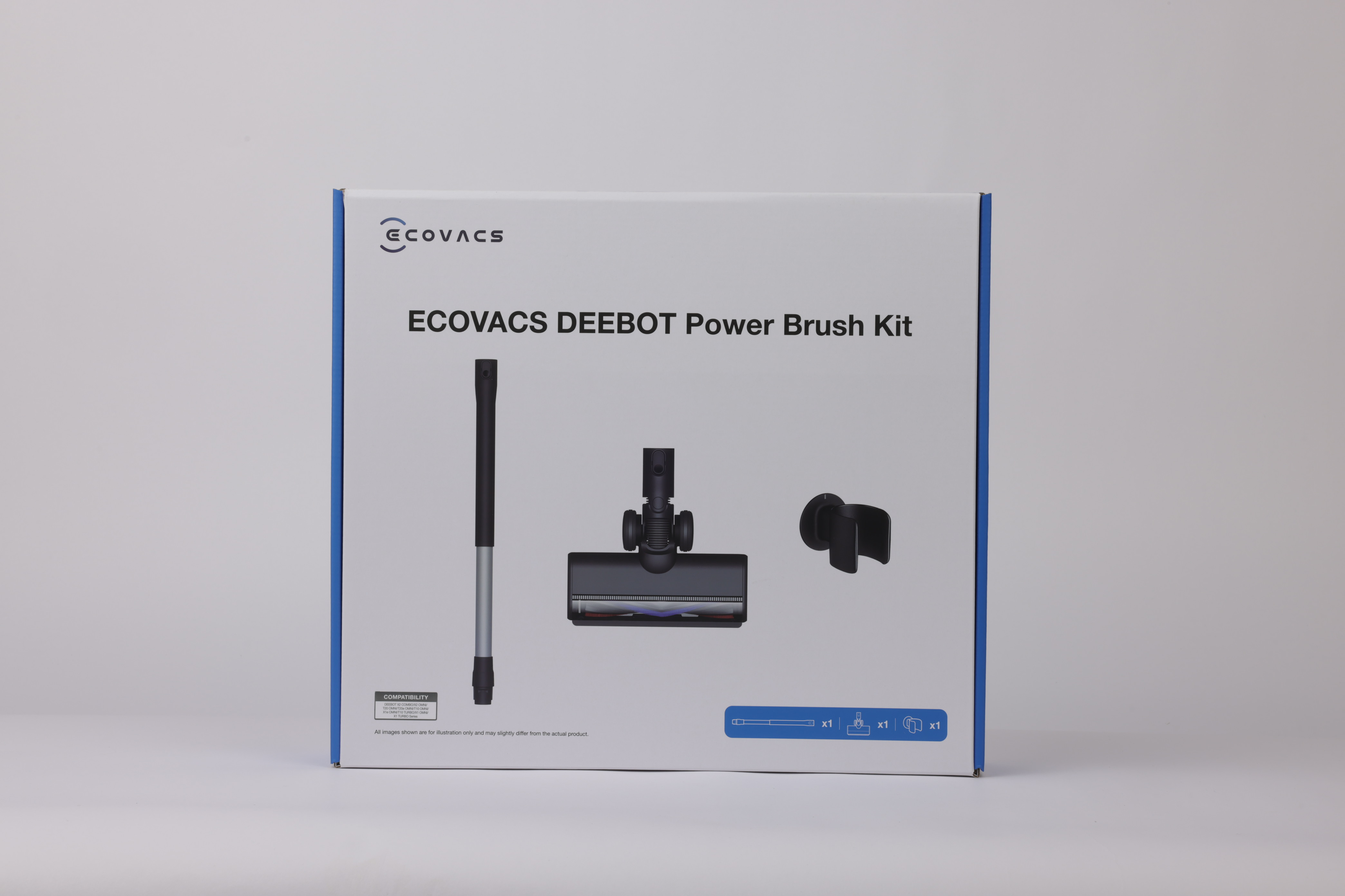 Białe pudełko z ECOVACS DEEBOT Power Brush Kit, z narzędziami.