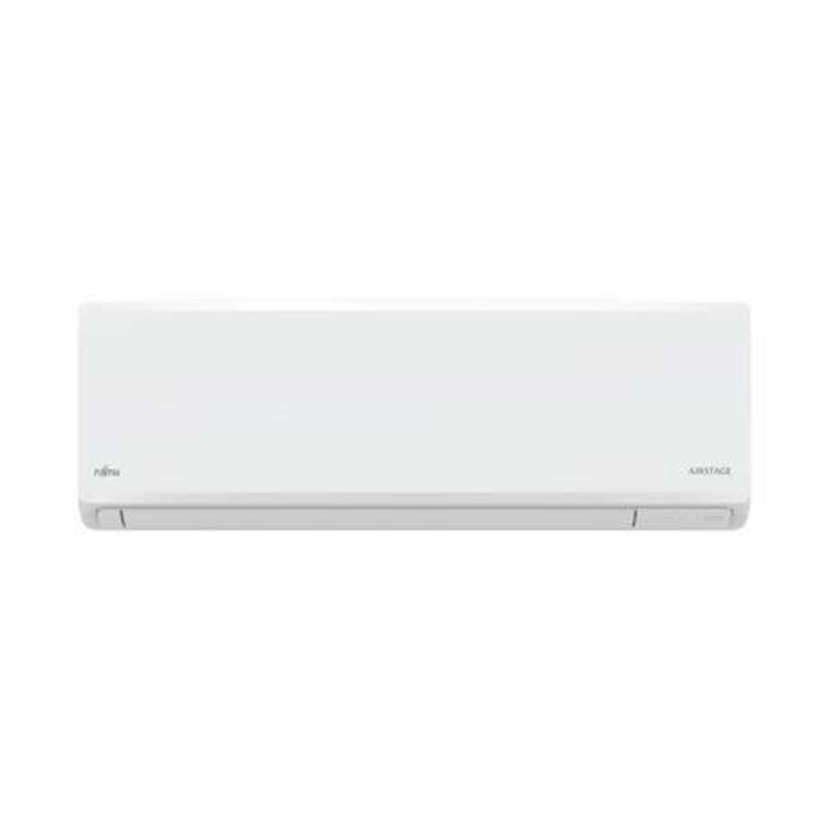 Unidad de aire acondicionado blanca con la marca 'Fujitsu' a la izquierda y 'AIRSTAGE' a la derecha.