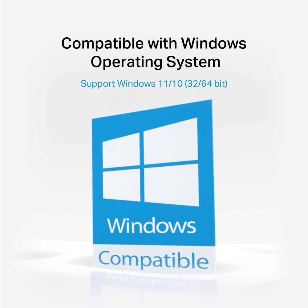 Logo Windows Compatible. Quadrato blu con logo Windows bianco e testo sotto.