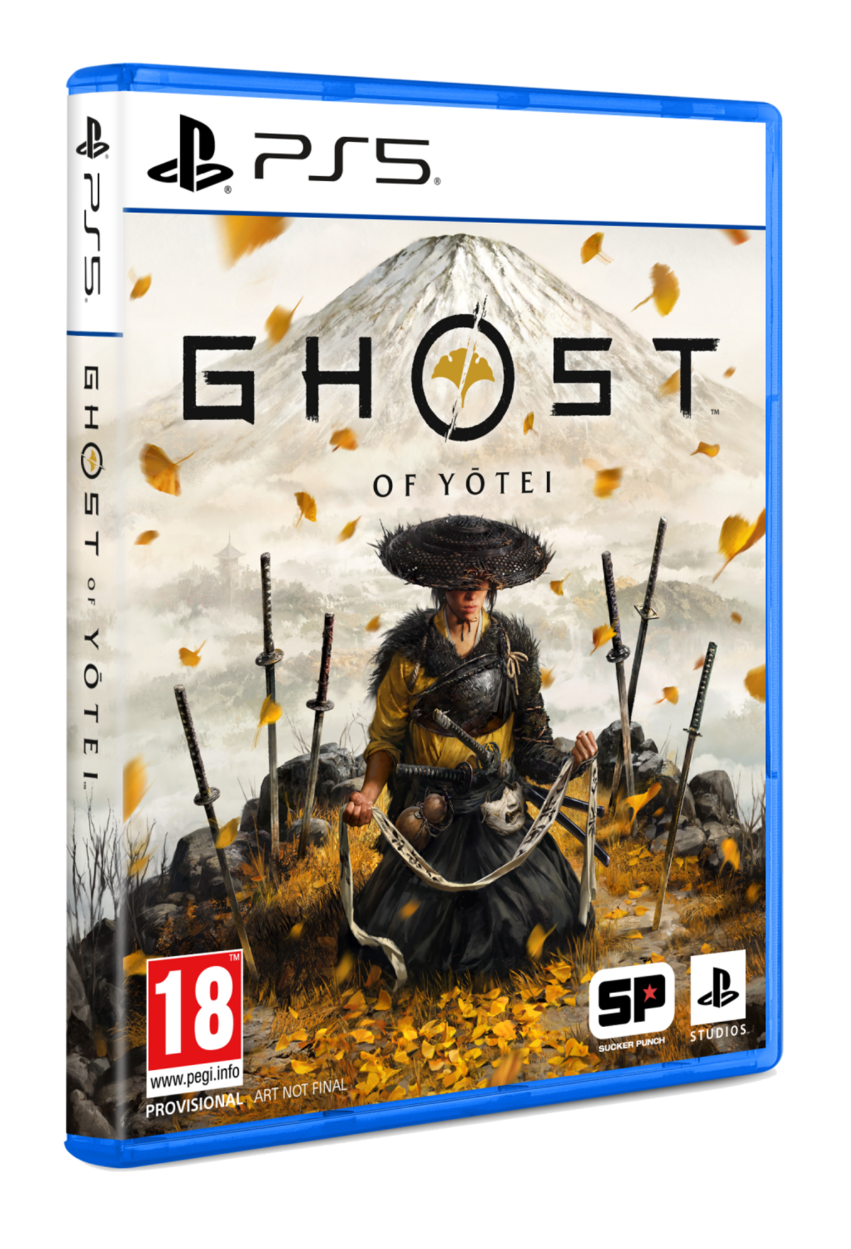 Custodia del gioco Ghost of Tsushima su PS5, con un samurai.