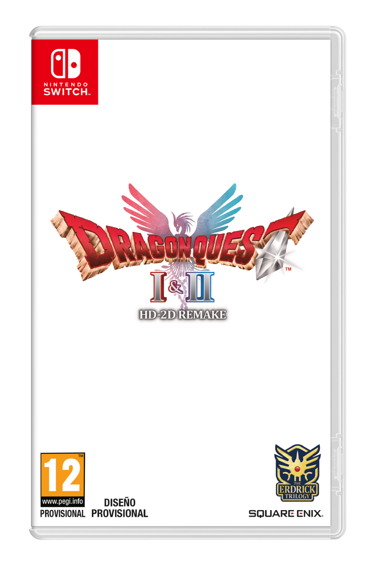 Caja de juego para Nintendo Switch. Título: Dragon Quest I & II HD-2D Remake. Fondo blanco.