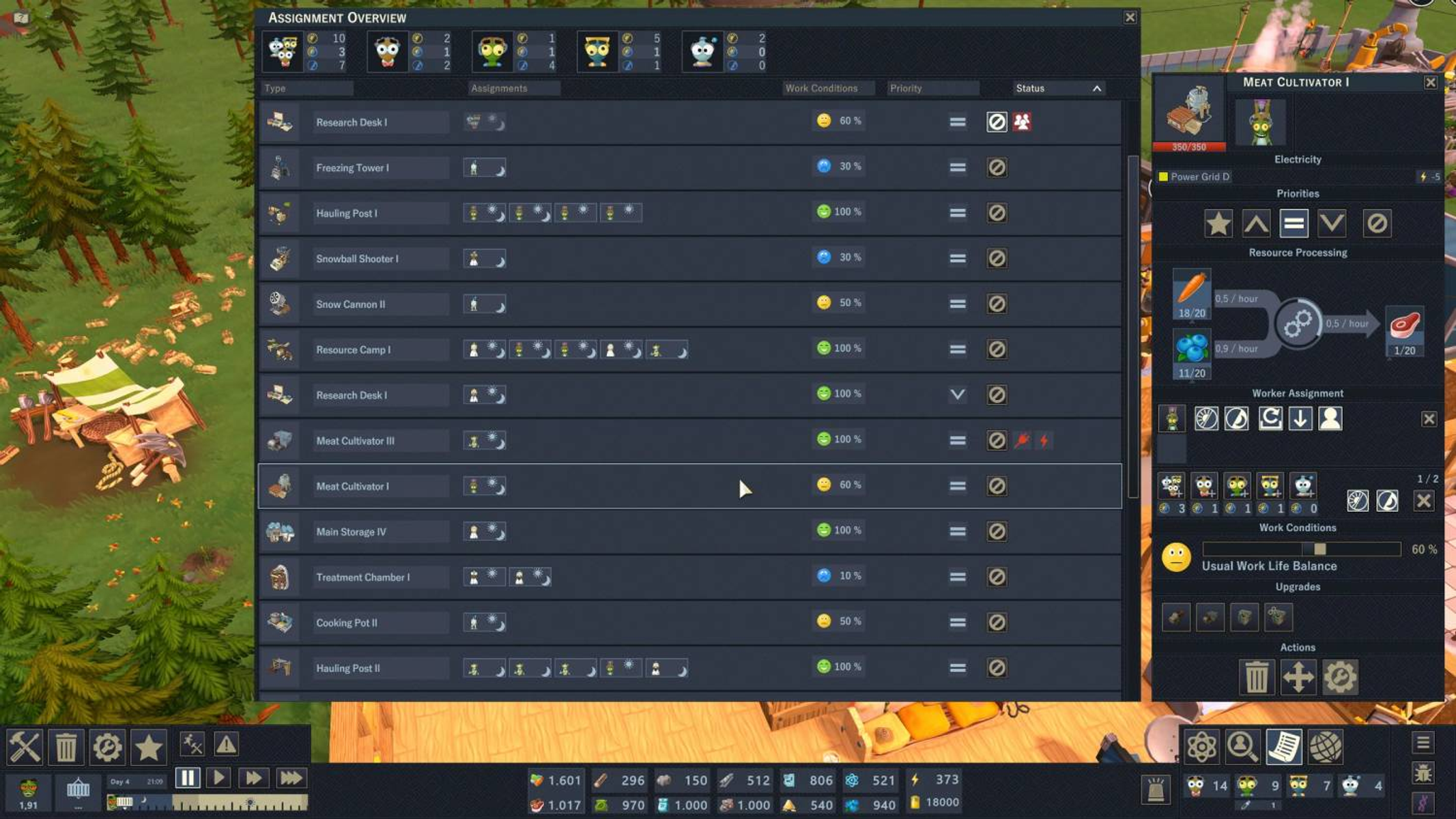 Un'interfaccia di gioco di strategia. Il gioco mostra una schermata di gestione delle risorse con diverse opzioni.