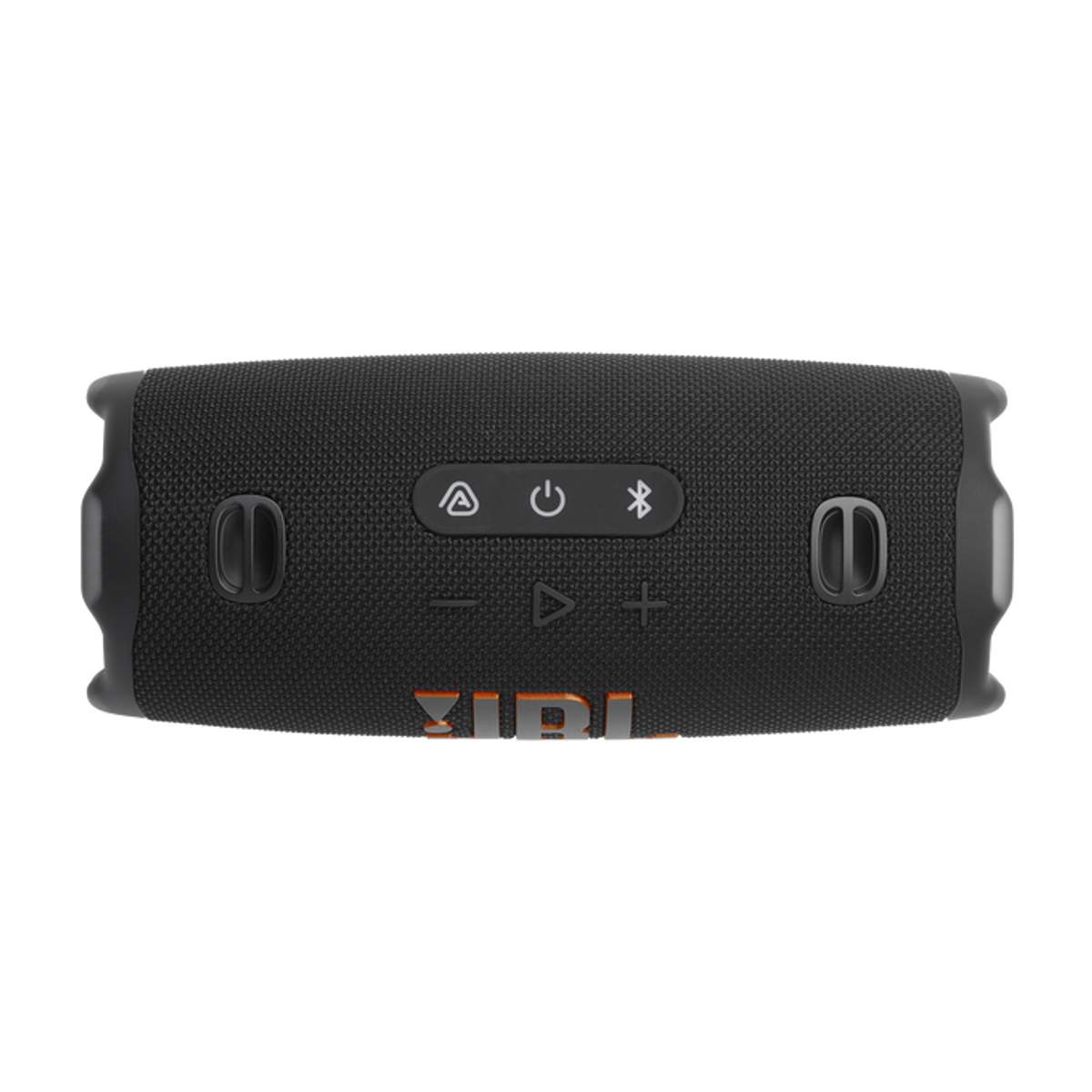 Un altoparlante JBL nero con pulsanti di controllo sulla parte superiore.
