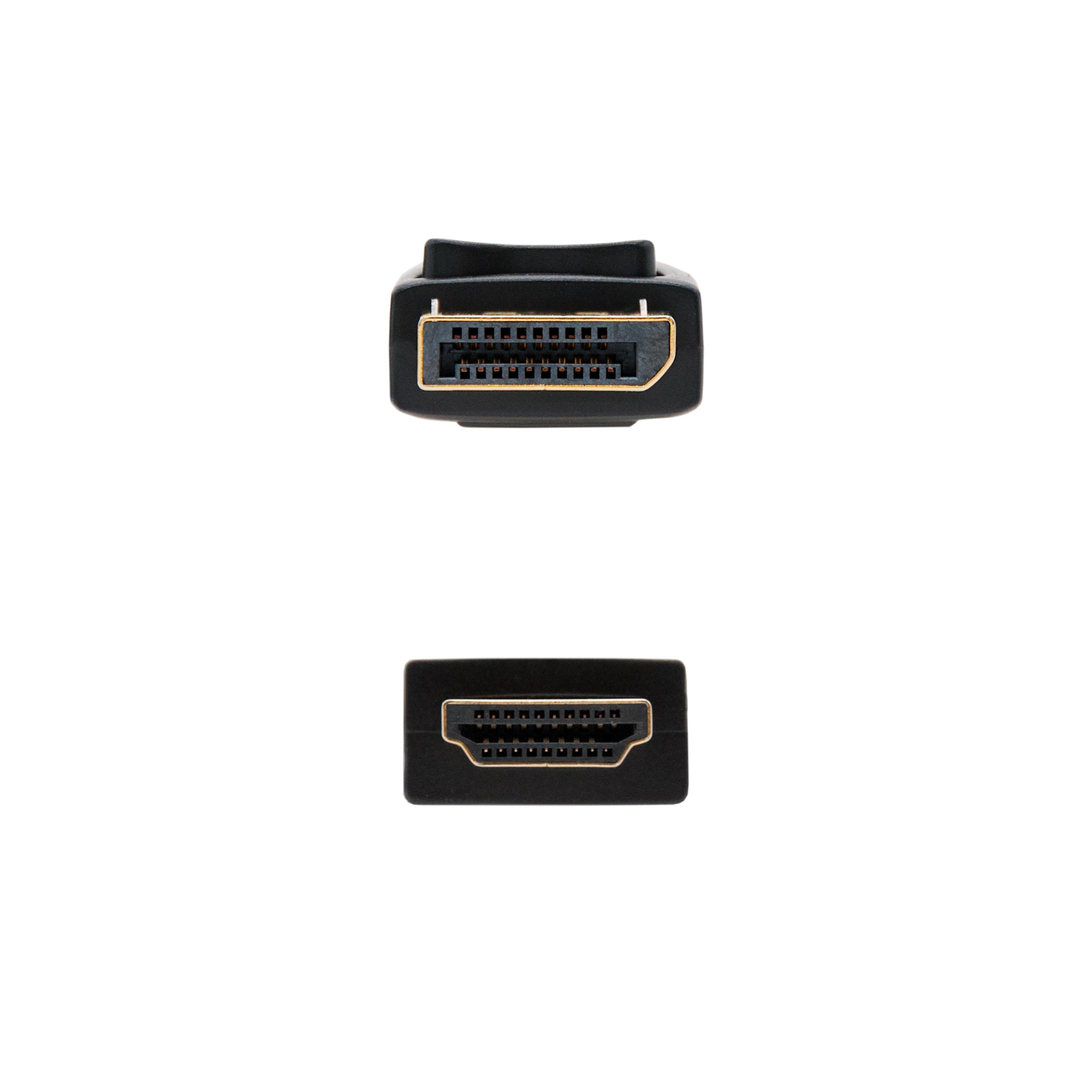 Dos conectores HDMI lado a lado. Conectores negros con pines dorados.