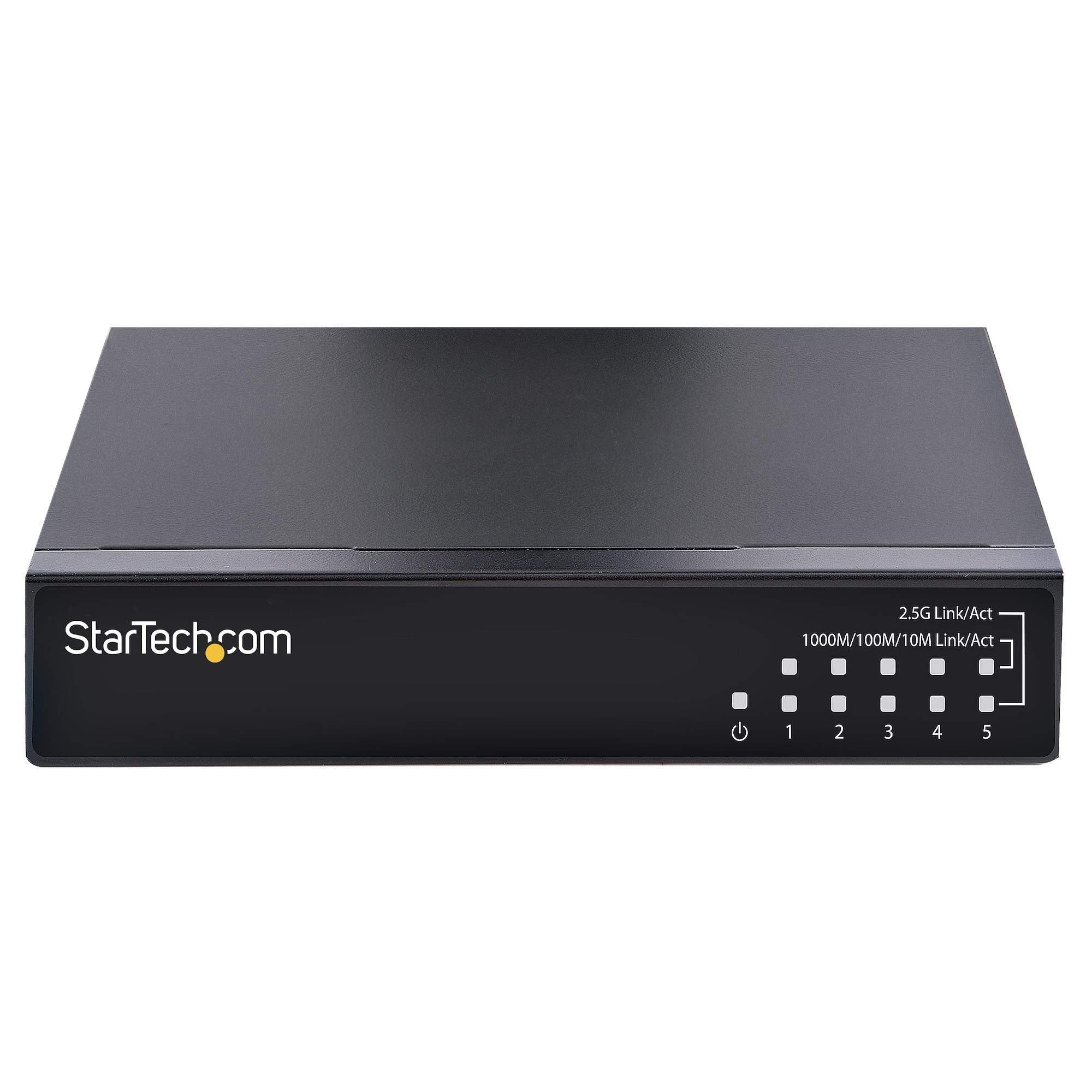 Commutateur réseau StarTech.com noir avec voyants d'alimentation et activité.