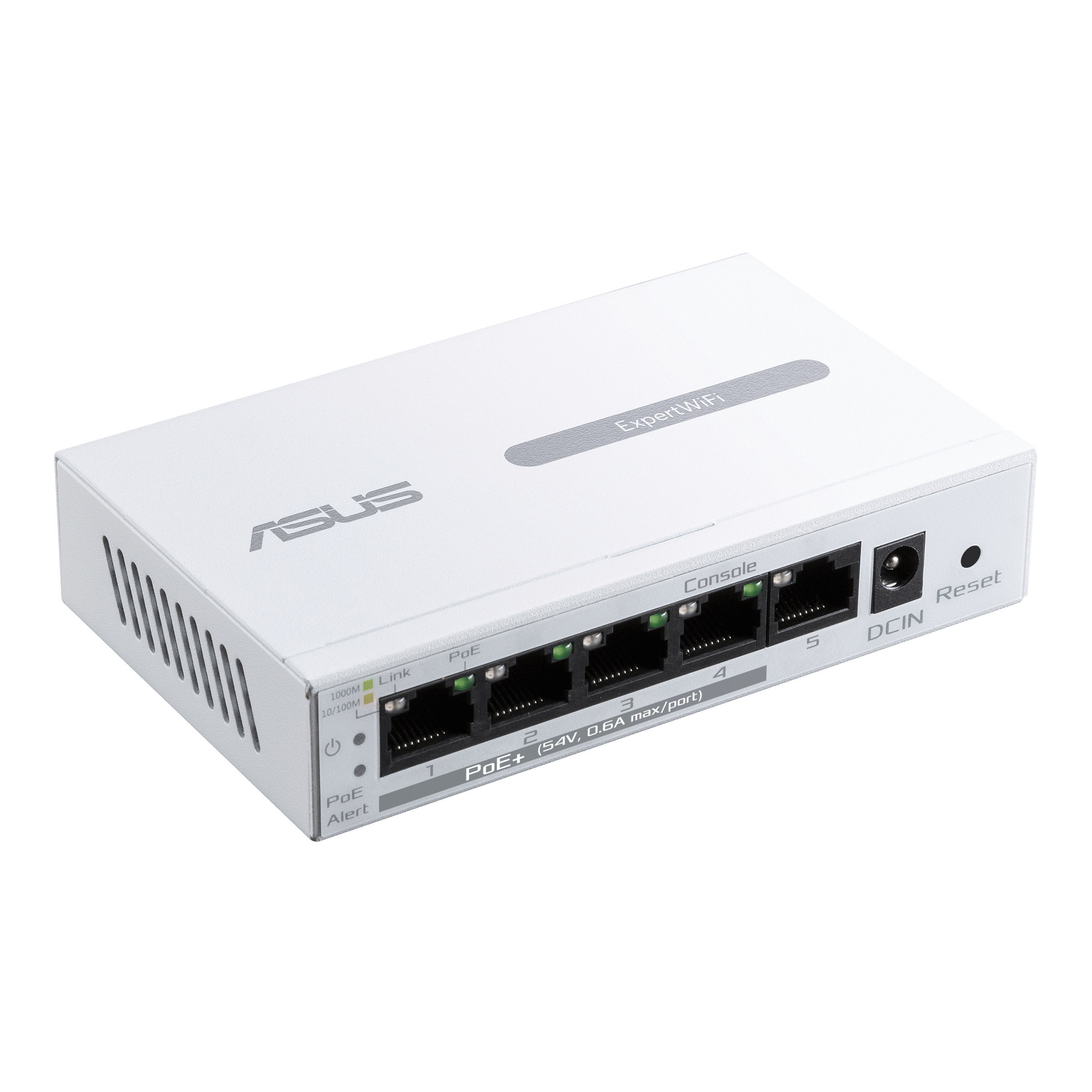A white ASUS ExpertWiFi network device with multiple ports and indicators.