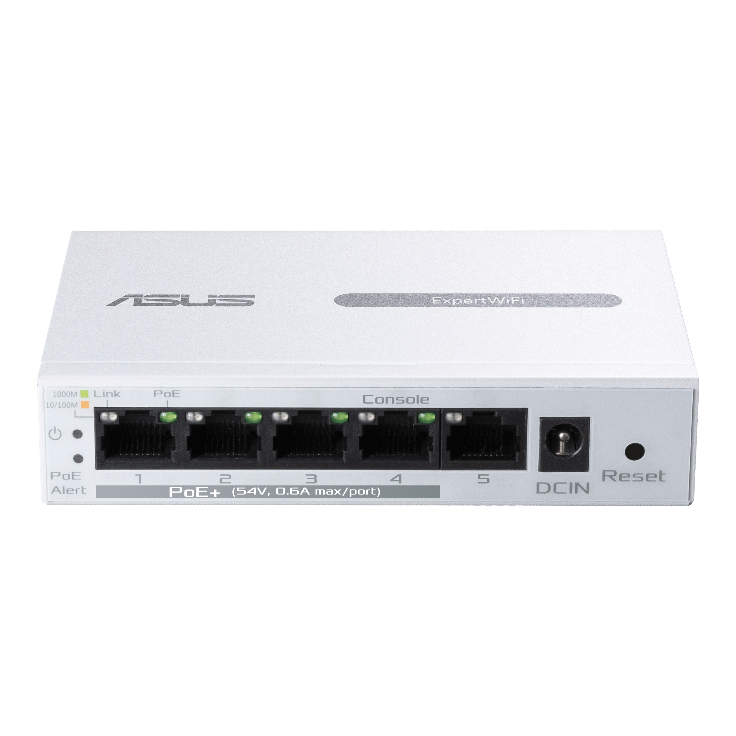 White ASUS ExpertWiFi device with ports and labels on a white background.