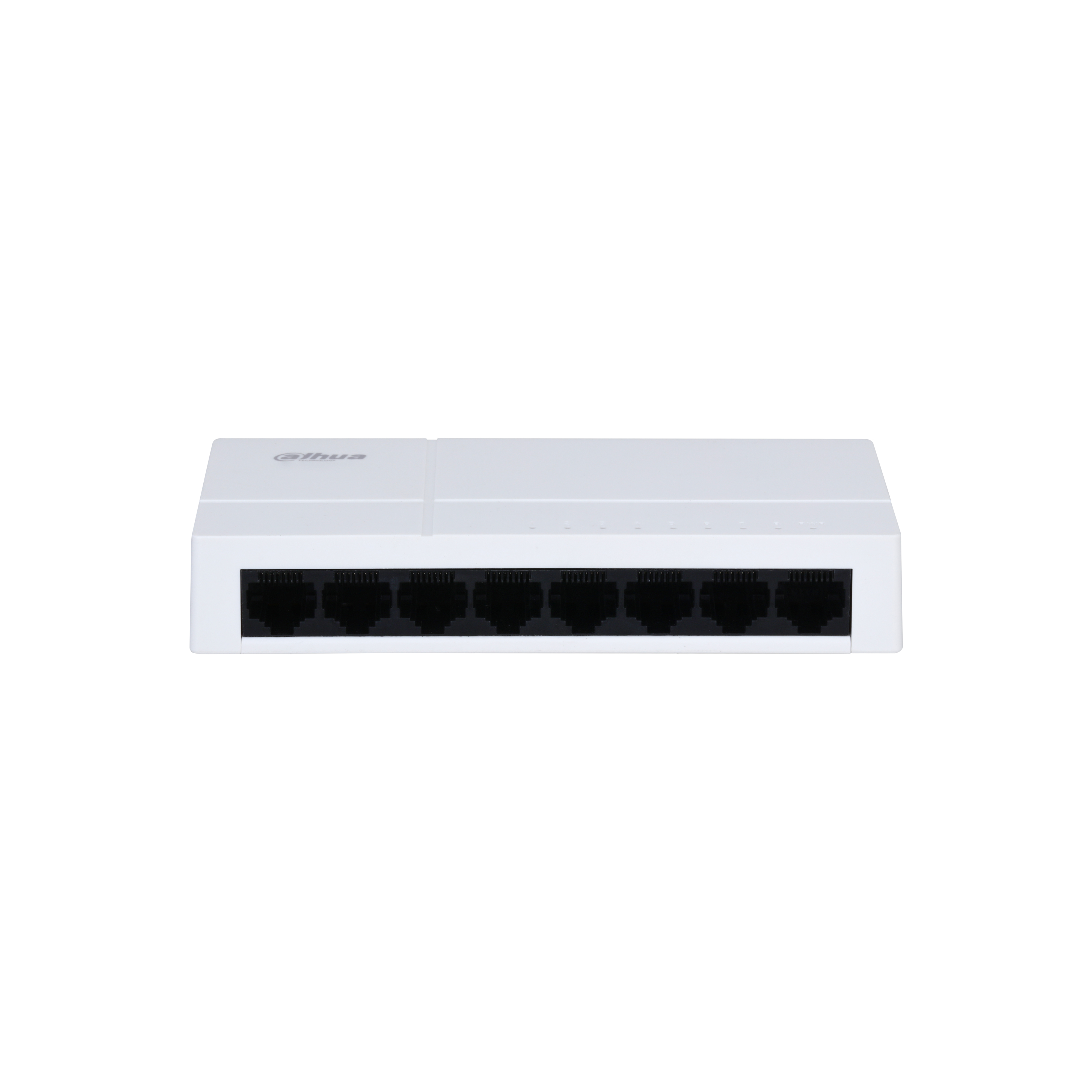 Switch di rete bianco con porte. Sfondo bianco.