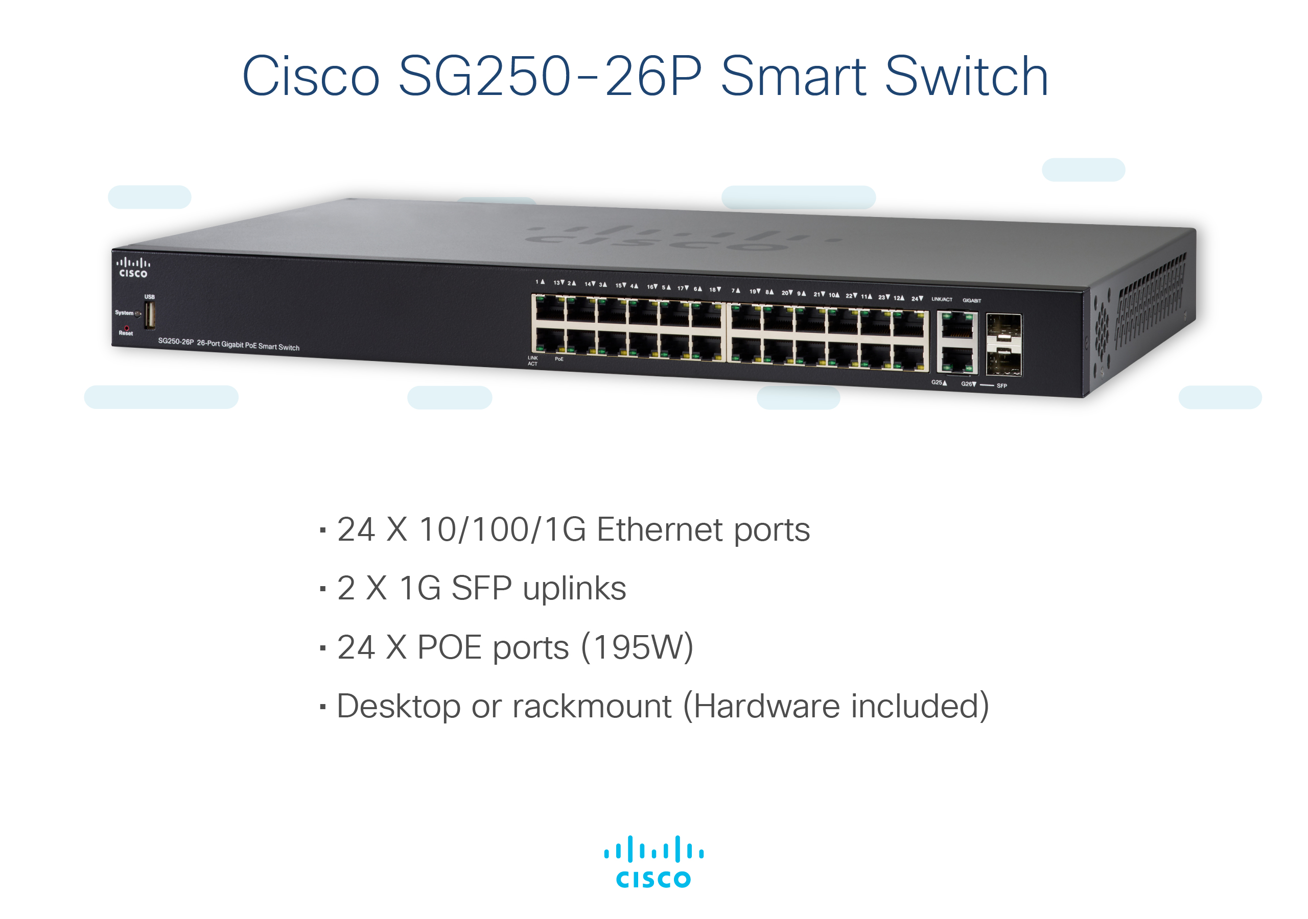 Switch Smart Cisco SG250-26P nero, descrizione e funzioni.
