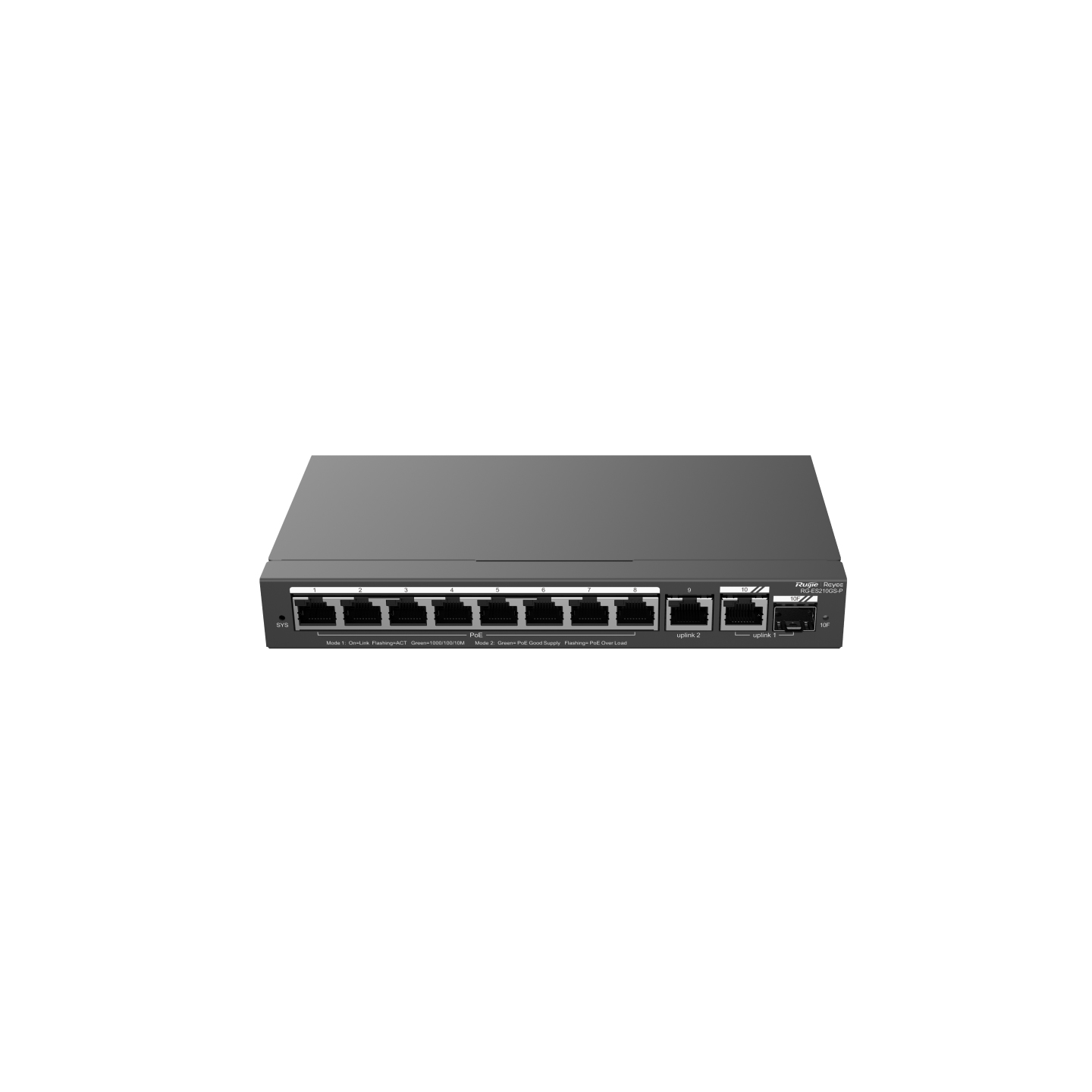 Router nero con 8 porte. Sfondo bianco.