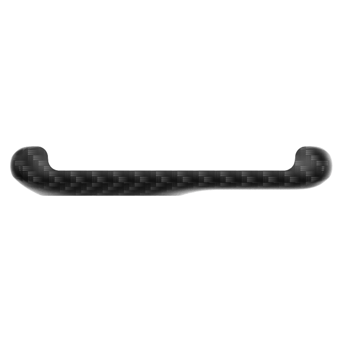 Manubrio in fibra di carbonio nero con superficie strutturata ed estremità curve.