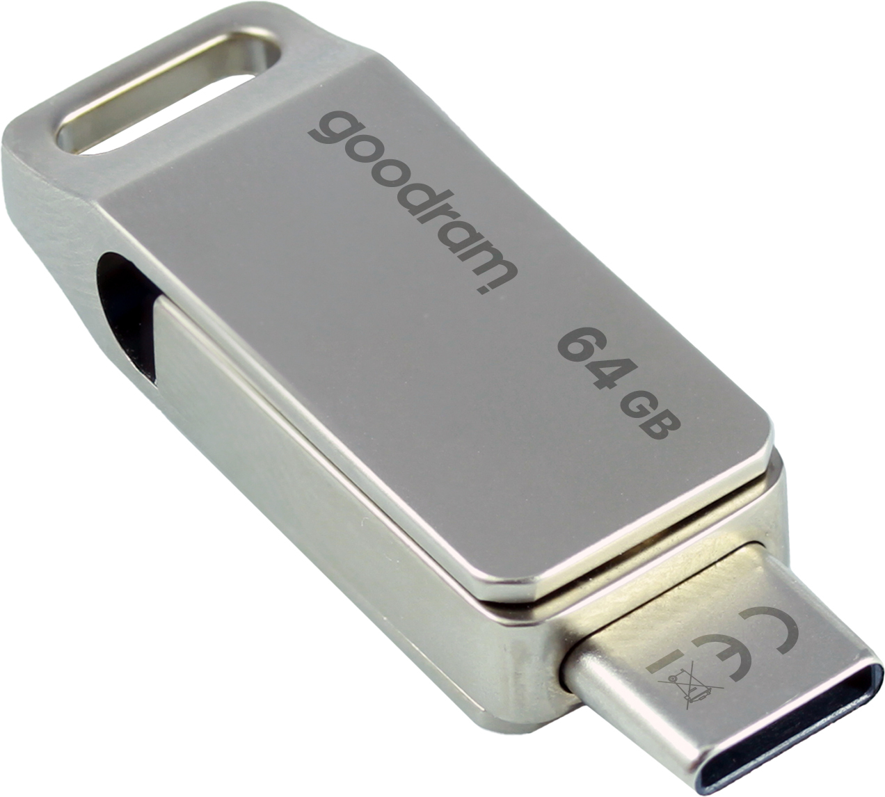 Srebrny pendrive Goodram 64 GB USB-C.