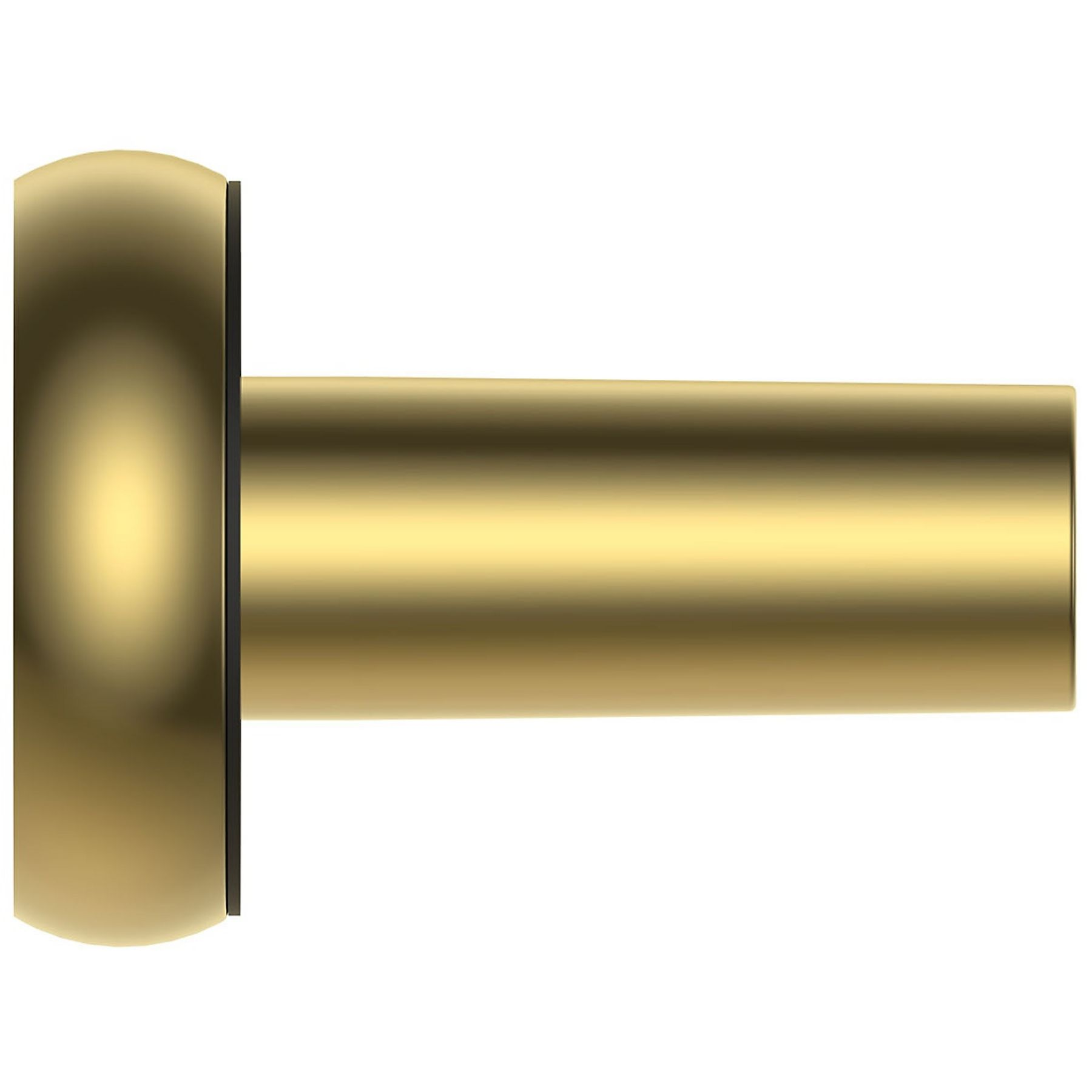 Złoty, cylindryczny kołek meblowy z zaokrąglonym wierzchem i płaską podstawą.