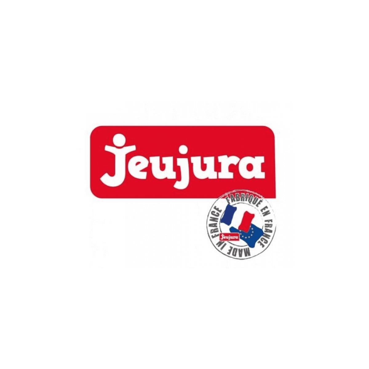 Logo Jeujura rosso su sfondo bianco, con sigillo Made in France.
