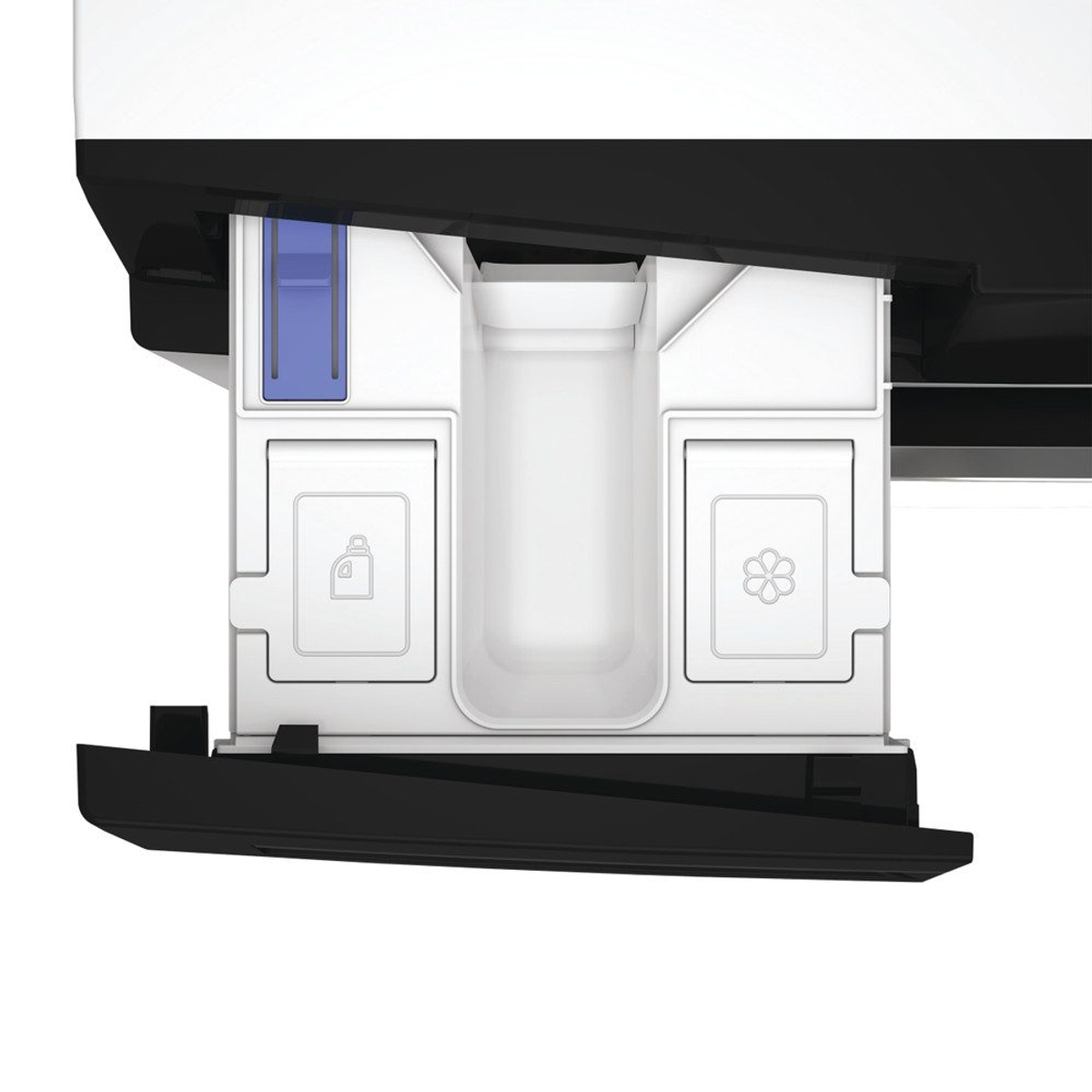 Szuflada na detergent pralki. Posiada przegródki na detergent i płyn do płukania.