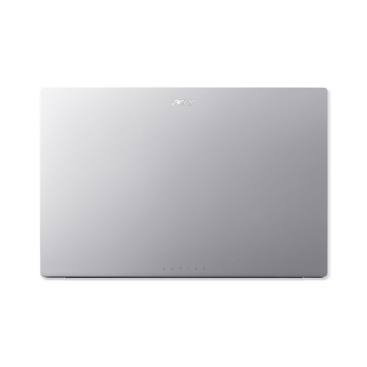Portátil plateado con tapa cerrada sobre superficie blanca. Logo Acer visible.