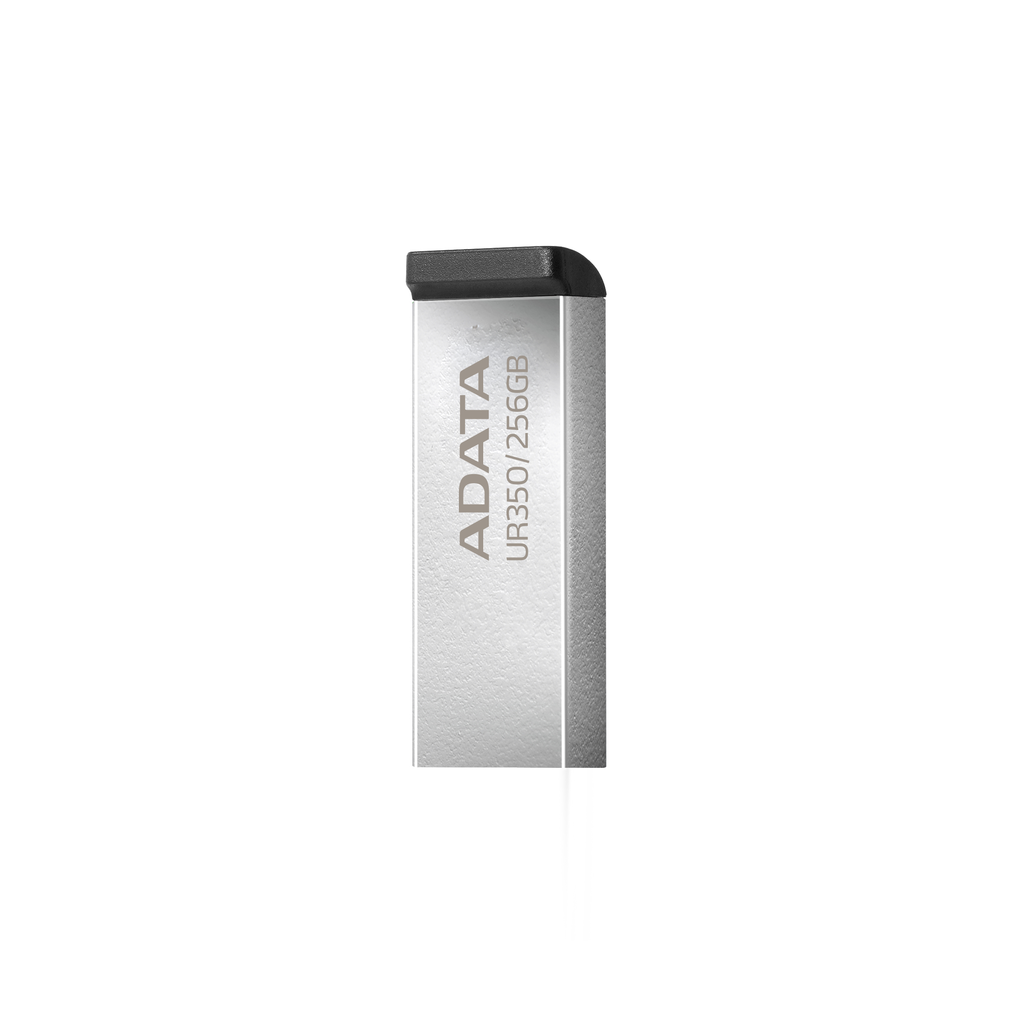 Srebrny pendrive Adata, czarna nasadka. Czyta: ADATA UR350/256GB.