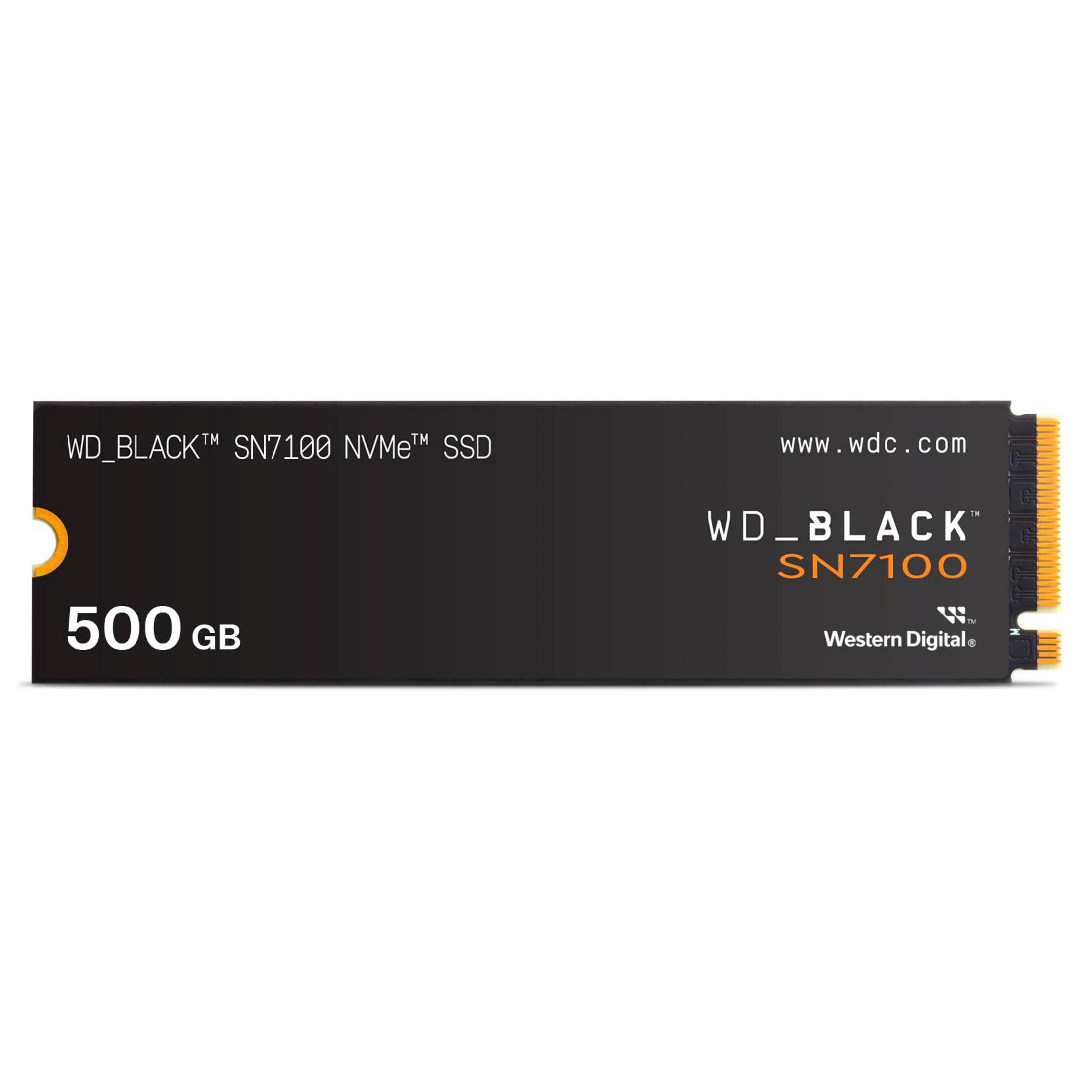 Czarny dysk SSD NVMe, oznaczony WD_BLACK SN7100, o pojemności 500 GB.