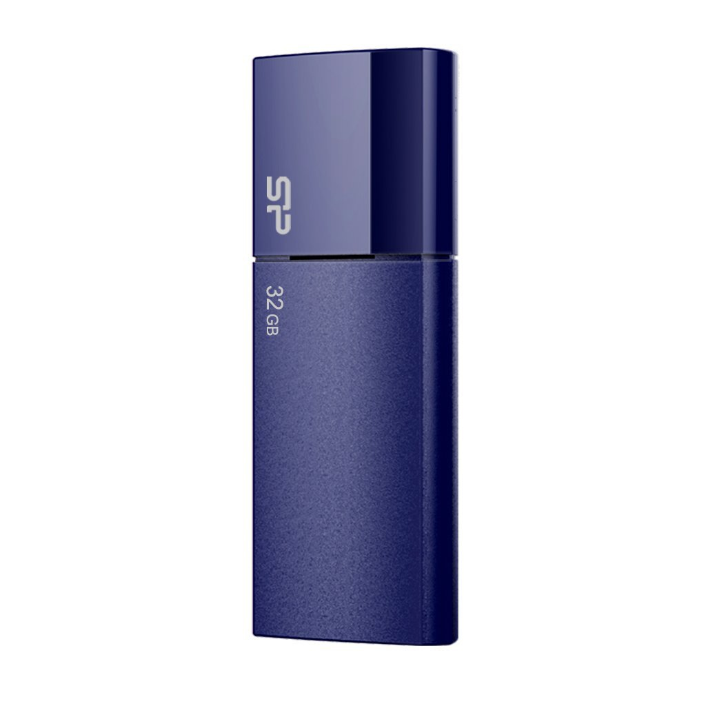 Chiavetta USB blu con parte superiore blu e logo SP. 32 GB scritti sopra.