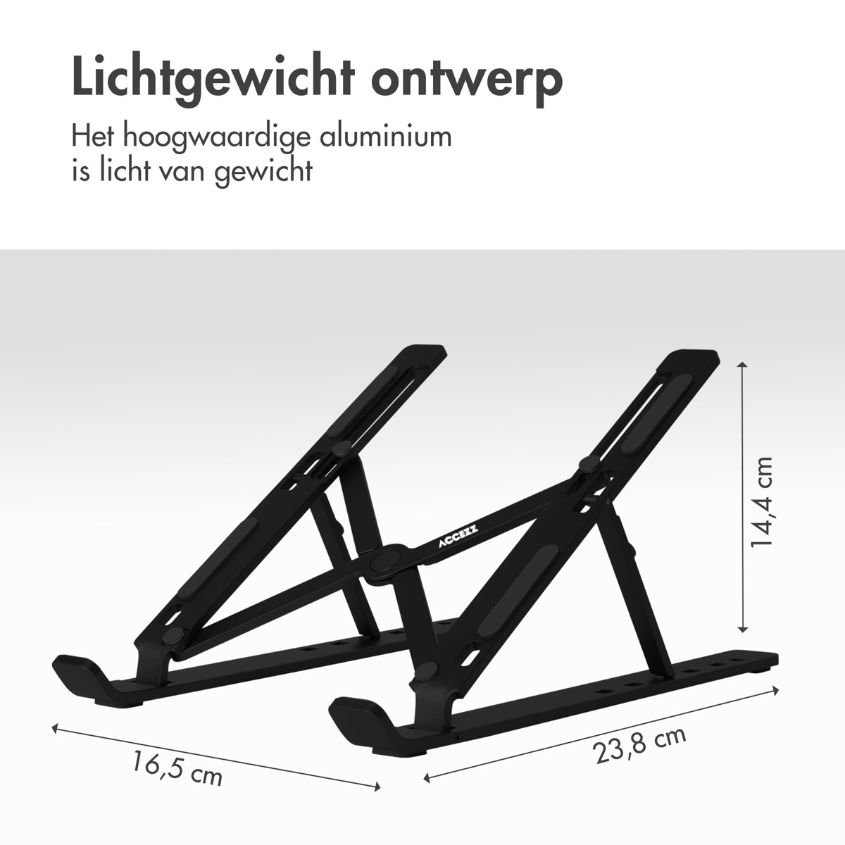 VOOMY Duurzame Aluminium Gerecyclede Laptop Standaard - Compatibel met MacBook, Lenovo, iPad, Gaming Laptop voor Bureau en Office, Tech Gadgets, Voor Monitor, Tablet, en Notebook Accessoires, Zwart