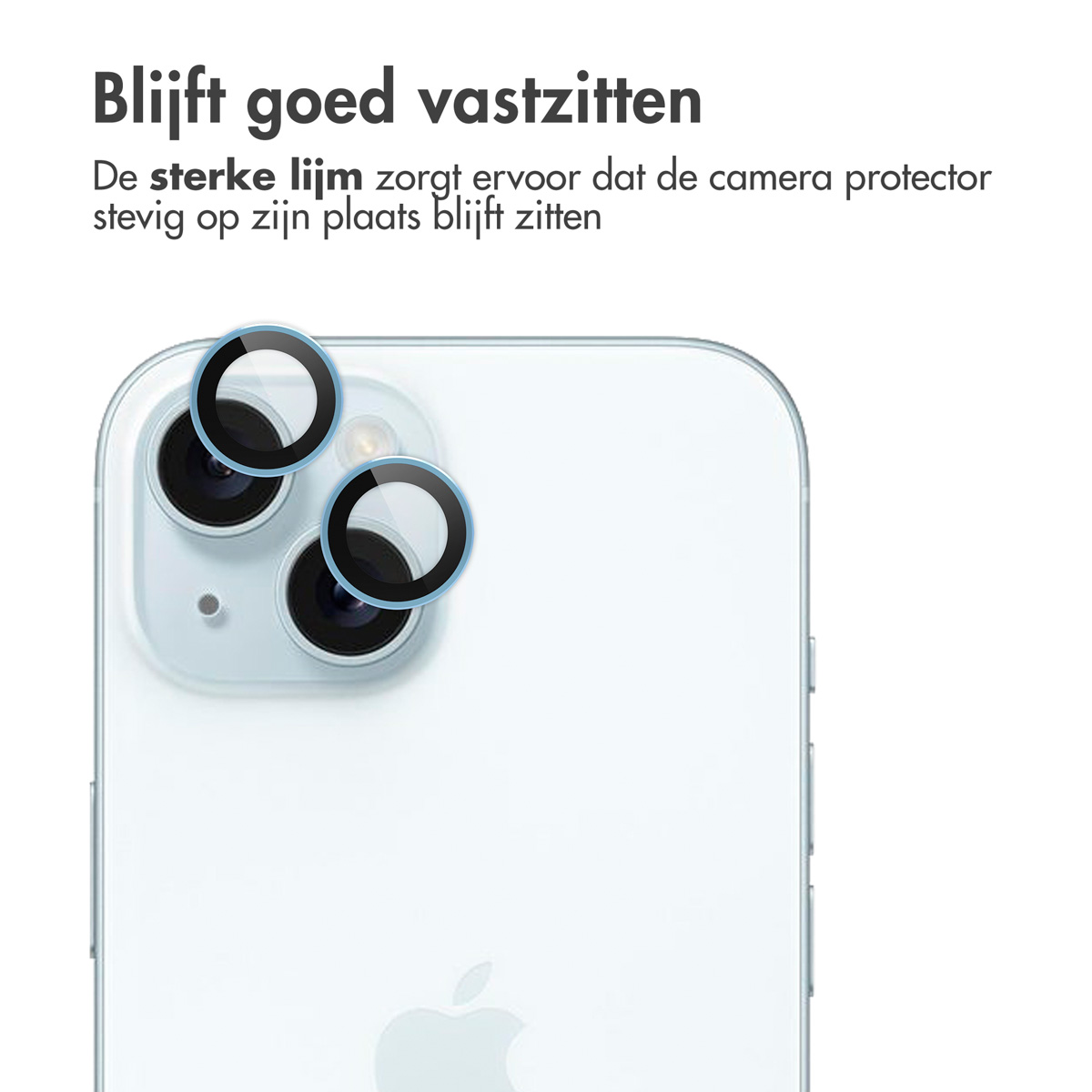 Close up of phone camera lenses with camera protectors on them.
