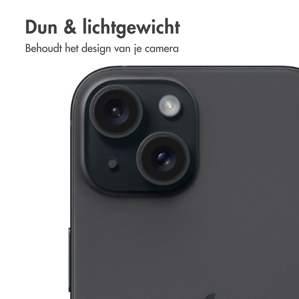 Close-up of a phone camera with three lenses on a dark grey phone.