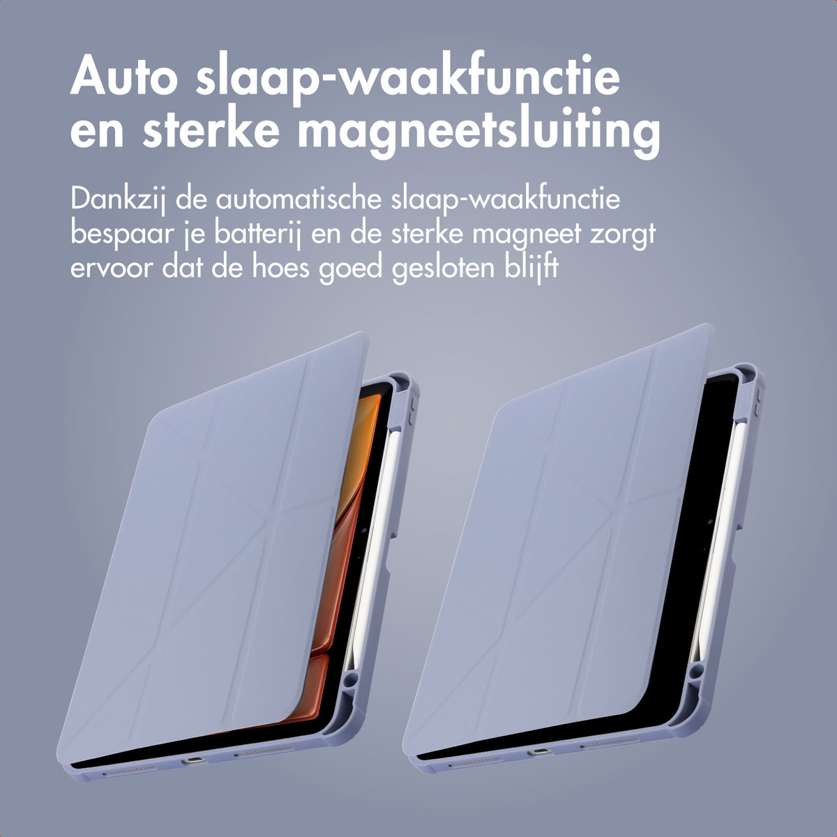 Two covers of a tablet case, open, showing the inside.