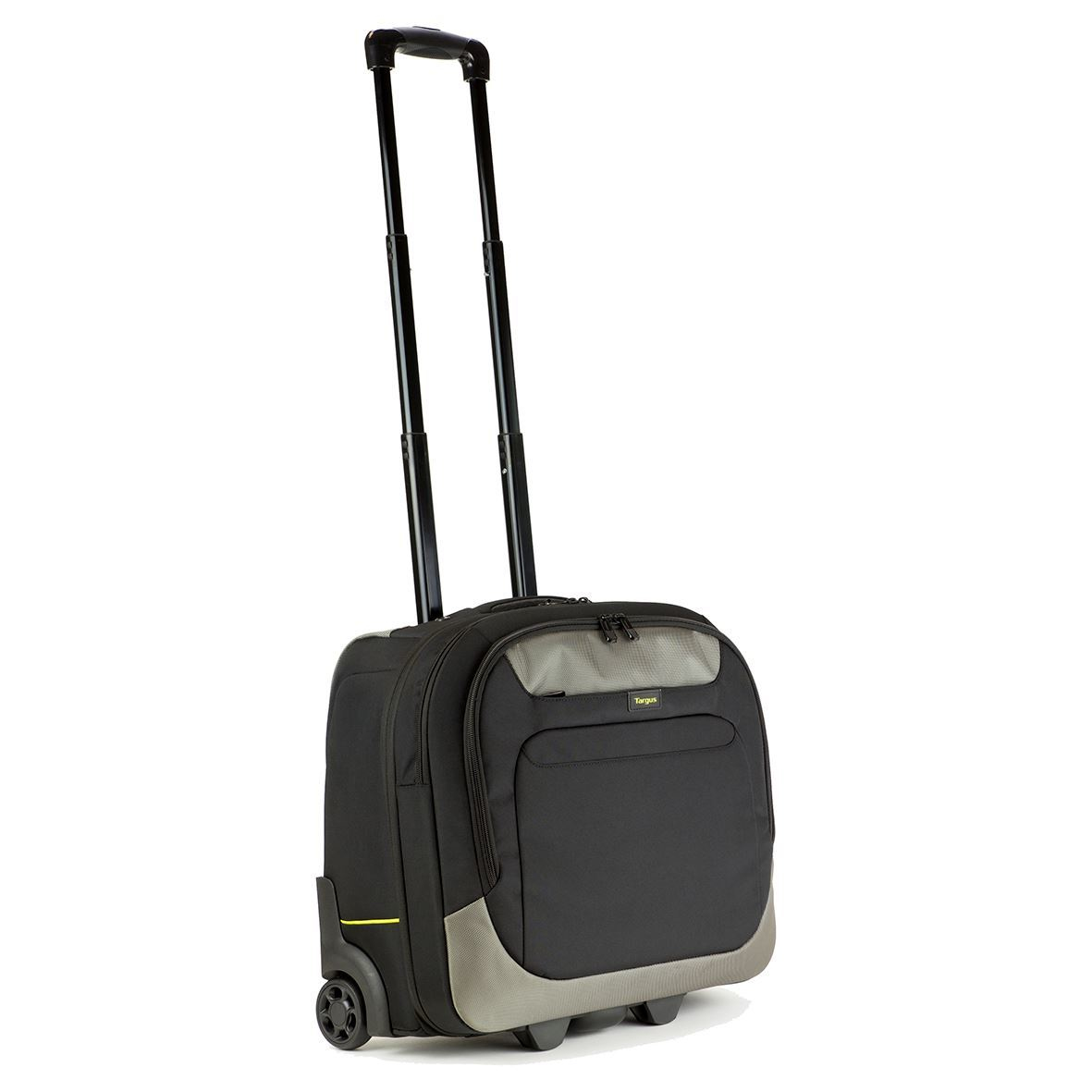 Borsa per laptop nera e grigia con ruote, maniglia.