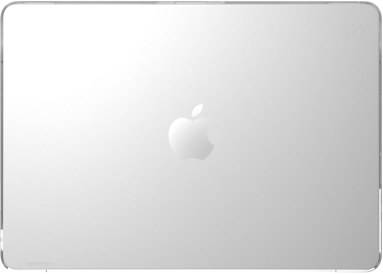 Ordinateur portable argenté avec logo Apple sur fond blanc.