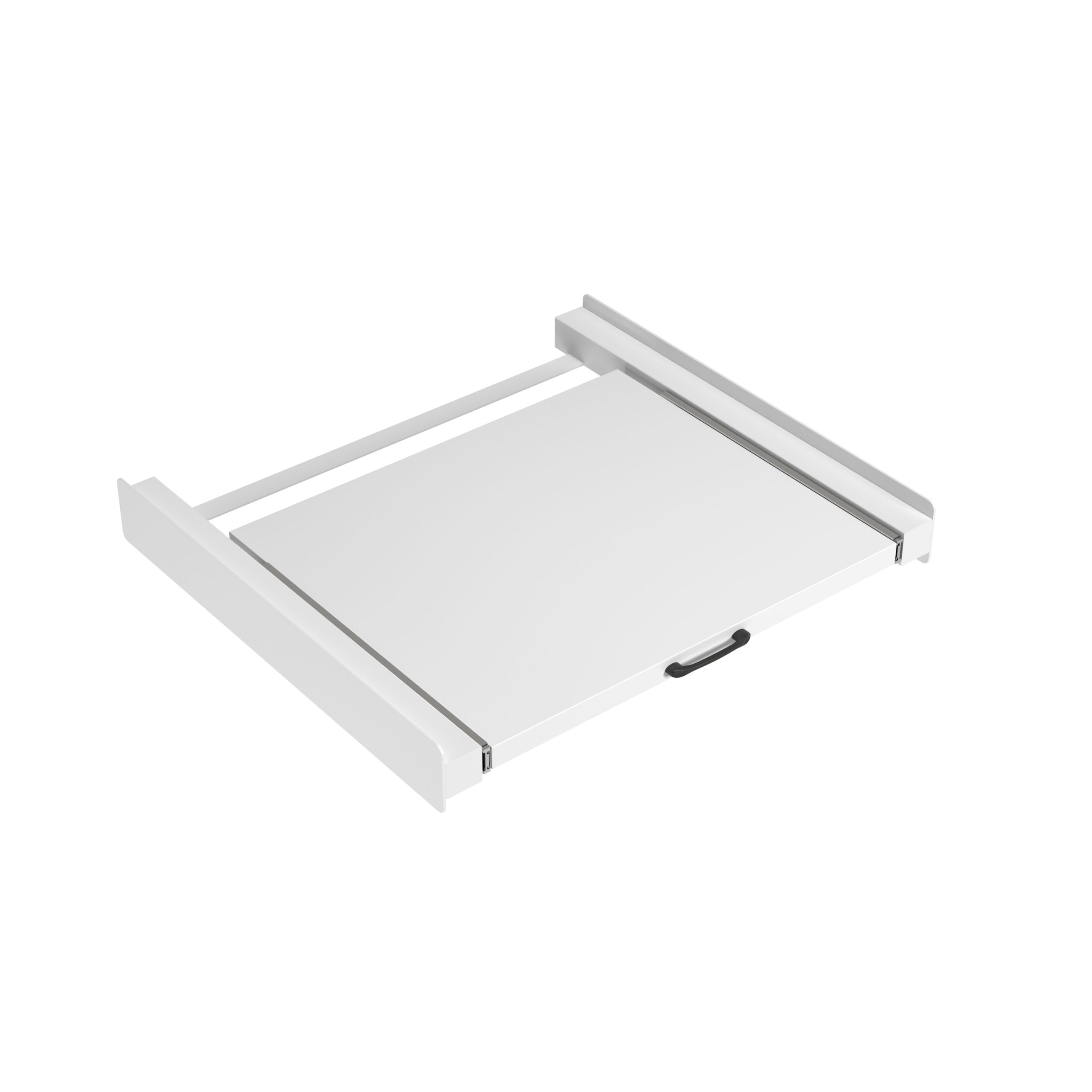 CARE PROTECT Universele set met uittrekbare plank, geschikt voor wasmachines met een diepte van 47-62 cm, ruimtebesparend, eenvoudig te installeren, wit, afgeronde voorkant