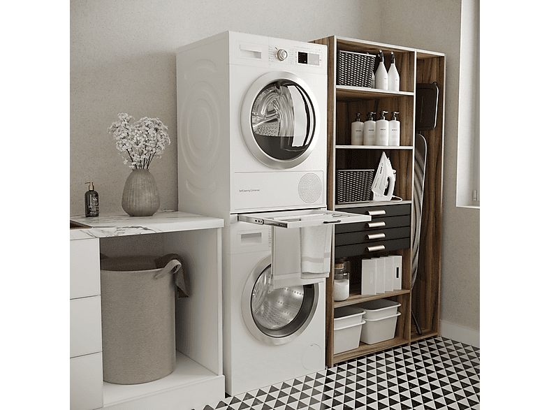 Wasophoogte Wasmachine Kast Brugge - 700(d)*1330(b)*2110(h) Mm - Zwart